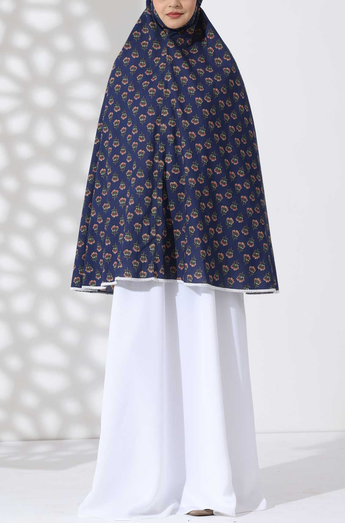 Navy Bloom Cotton Namaz Makhna