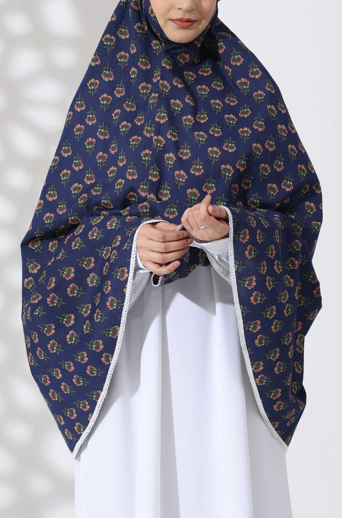 Navy Bloom Cotton Namaz Makhna