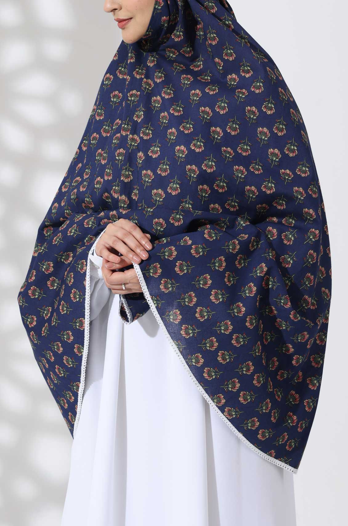 Navy Bloom Cotton Namaz Makhna
