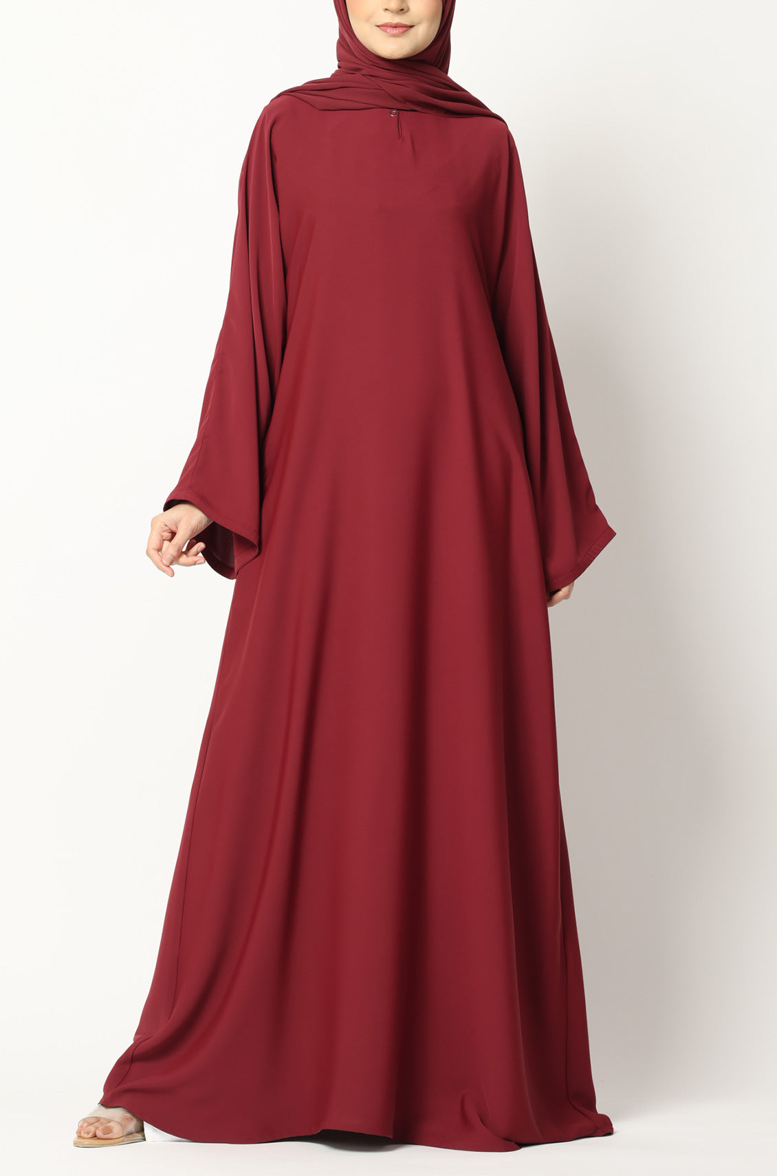 Simple Everyday Abaya - Front Closed Maroon