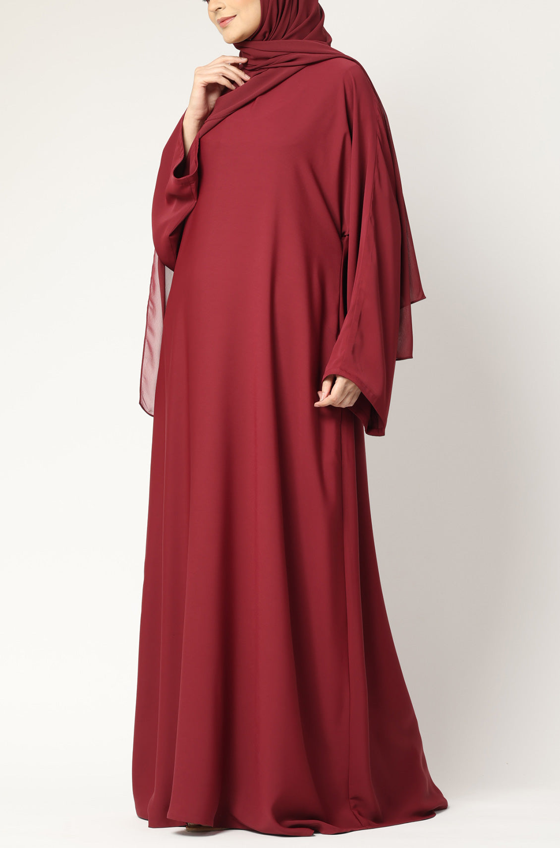 Simple Everyday Abaya - Front Closed Maroon