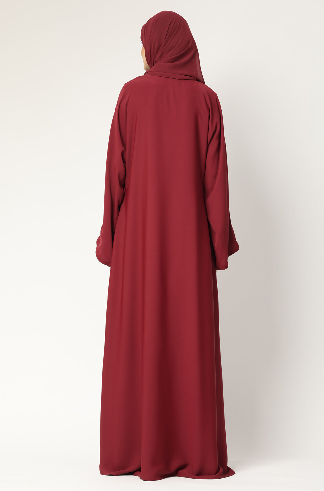 Simple Everyday Abaya - Front Open Maroon