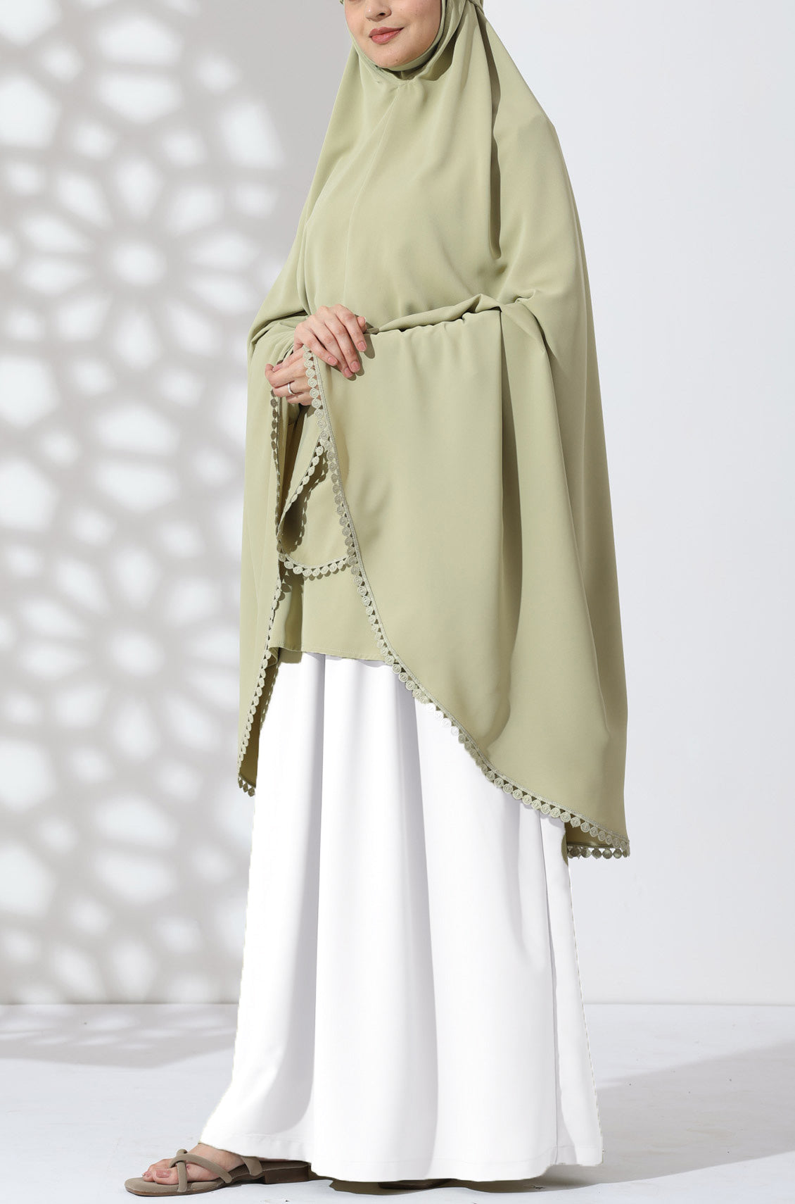 Prayer Lace Makhna Soft Olive