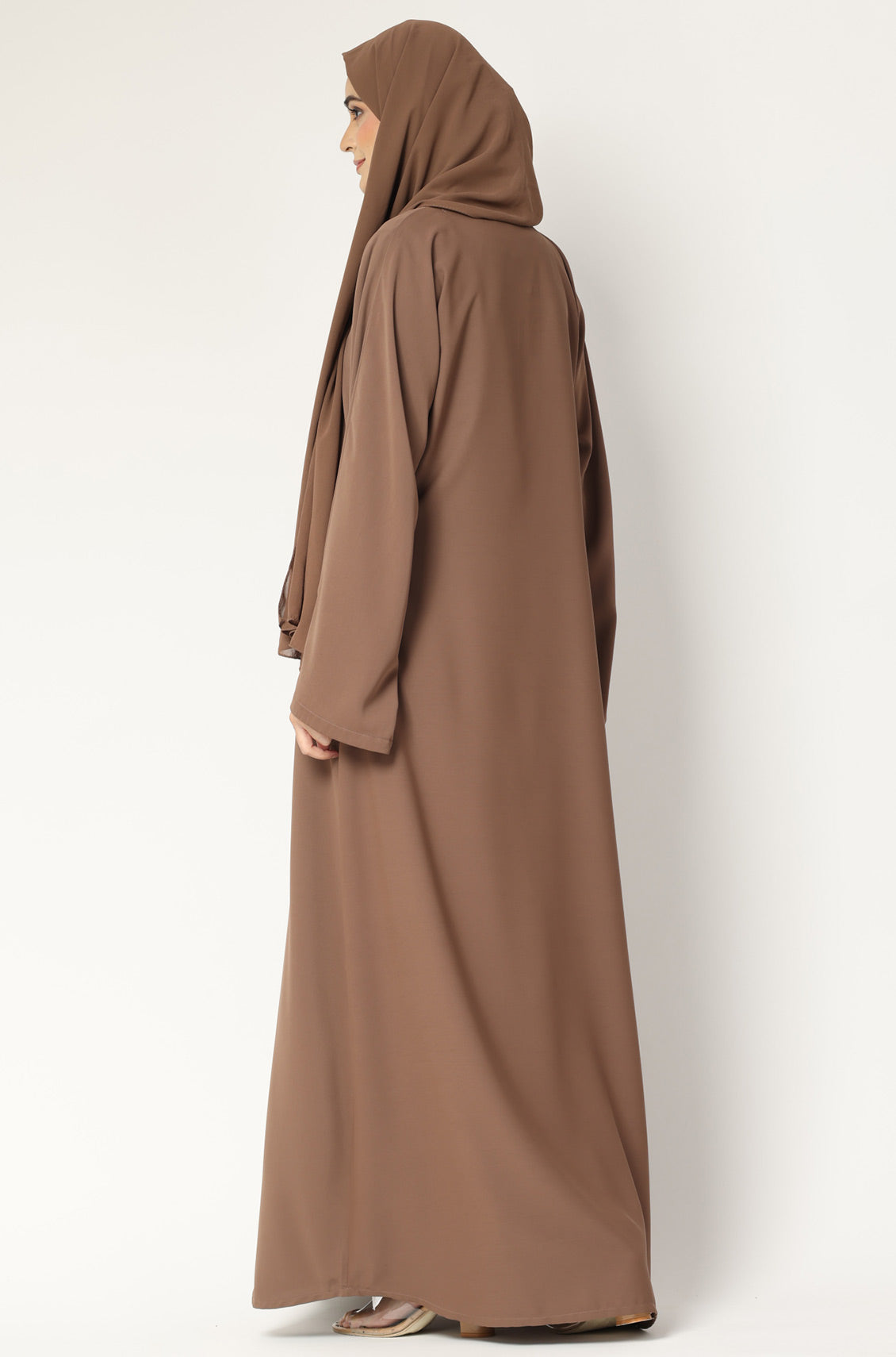 Simple Everyday Abaya - Front Open Almond