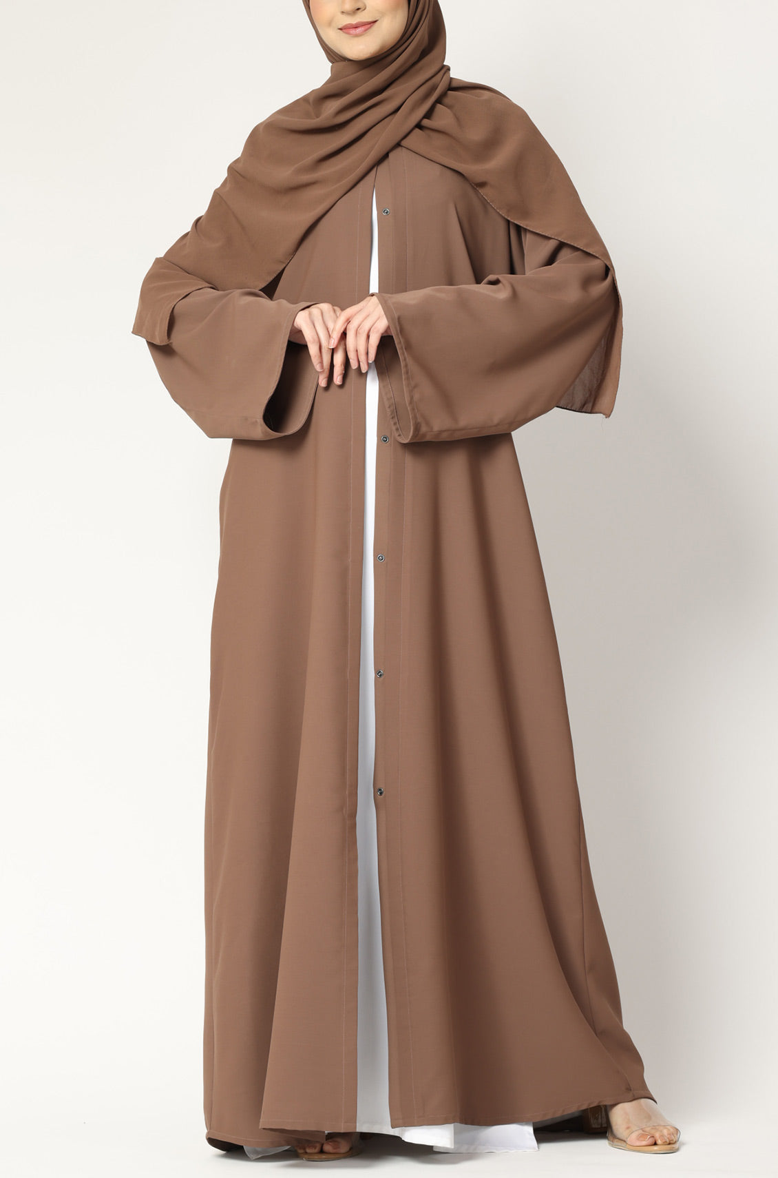 Simple Everyday Abaya - Front Open Almond
