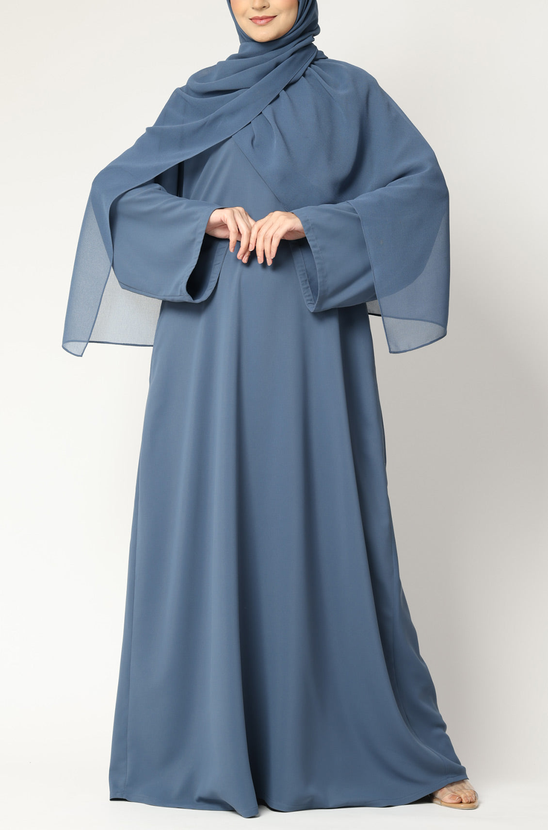 Simple Everyday Abaya - Front Closed Blue Azure