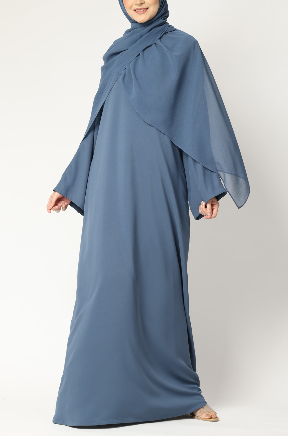 Simple Everyday Abaya - Front Closed Blue Azure