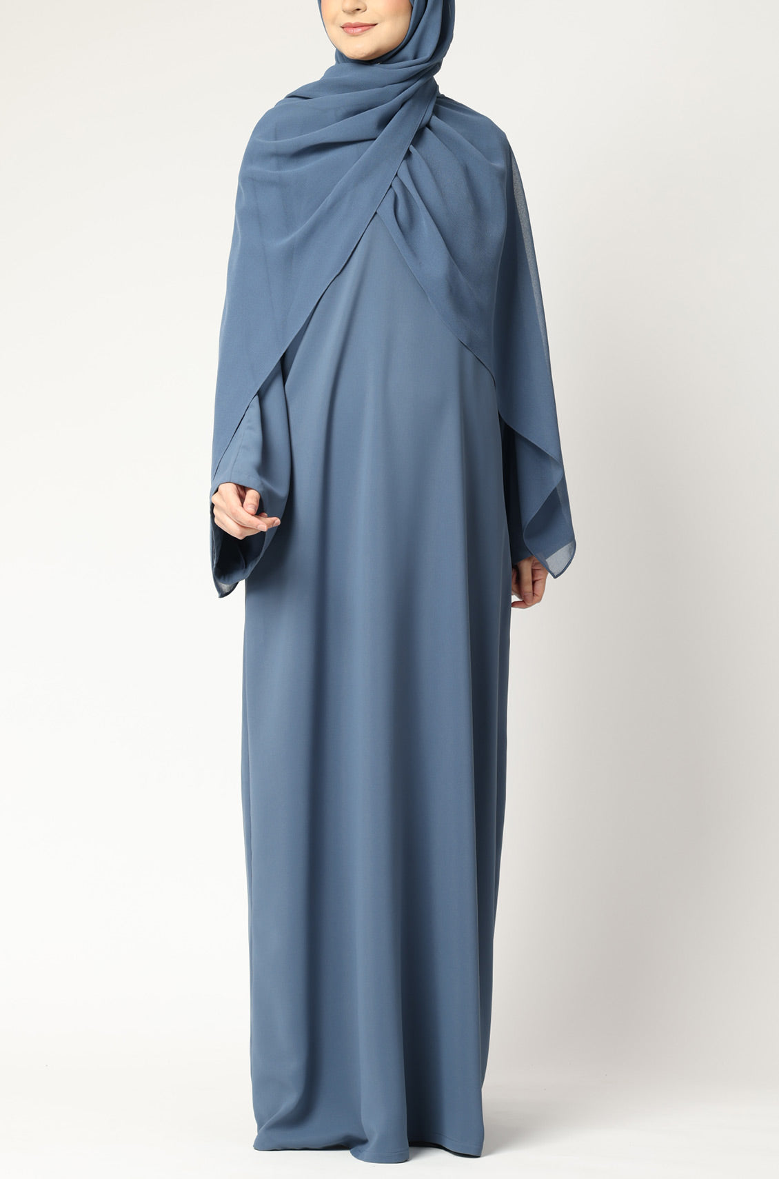 Simple Everyday Abaya - Front Closed Blue Azure