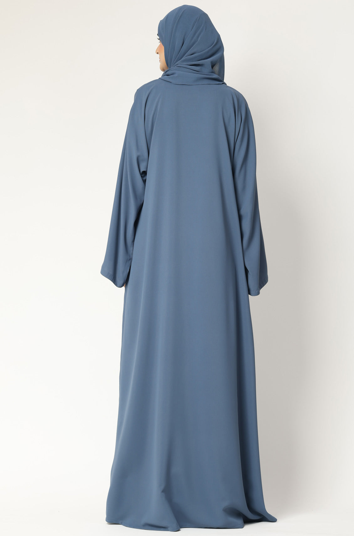 Simple Everyday Abaya - Front Closed Blue Azure