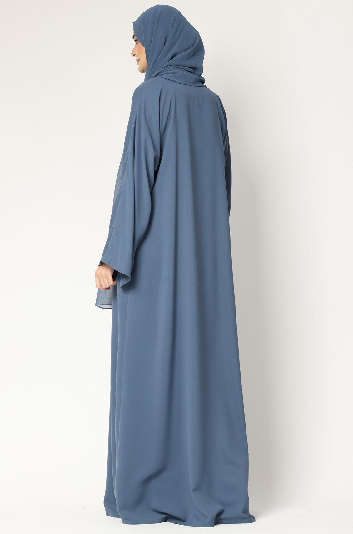 Simple Everyday Abaya - Front Open Blue Azure