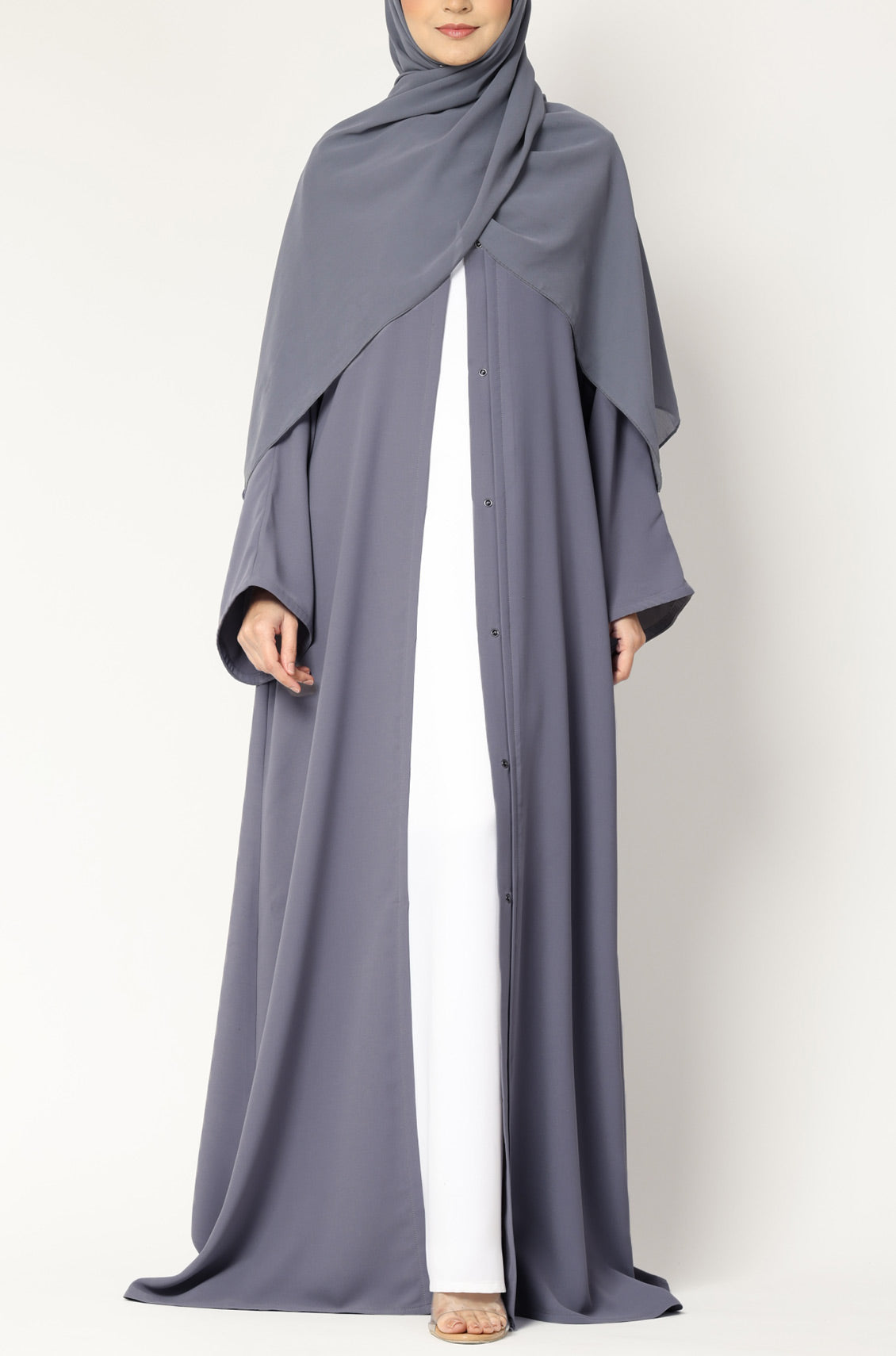 Simple Everyday Abaya - Front Open Cool Grey