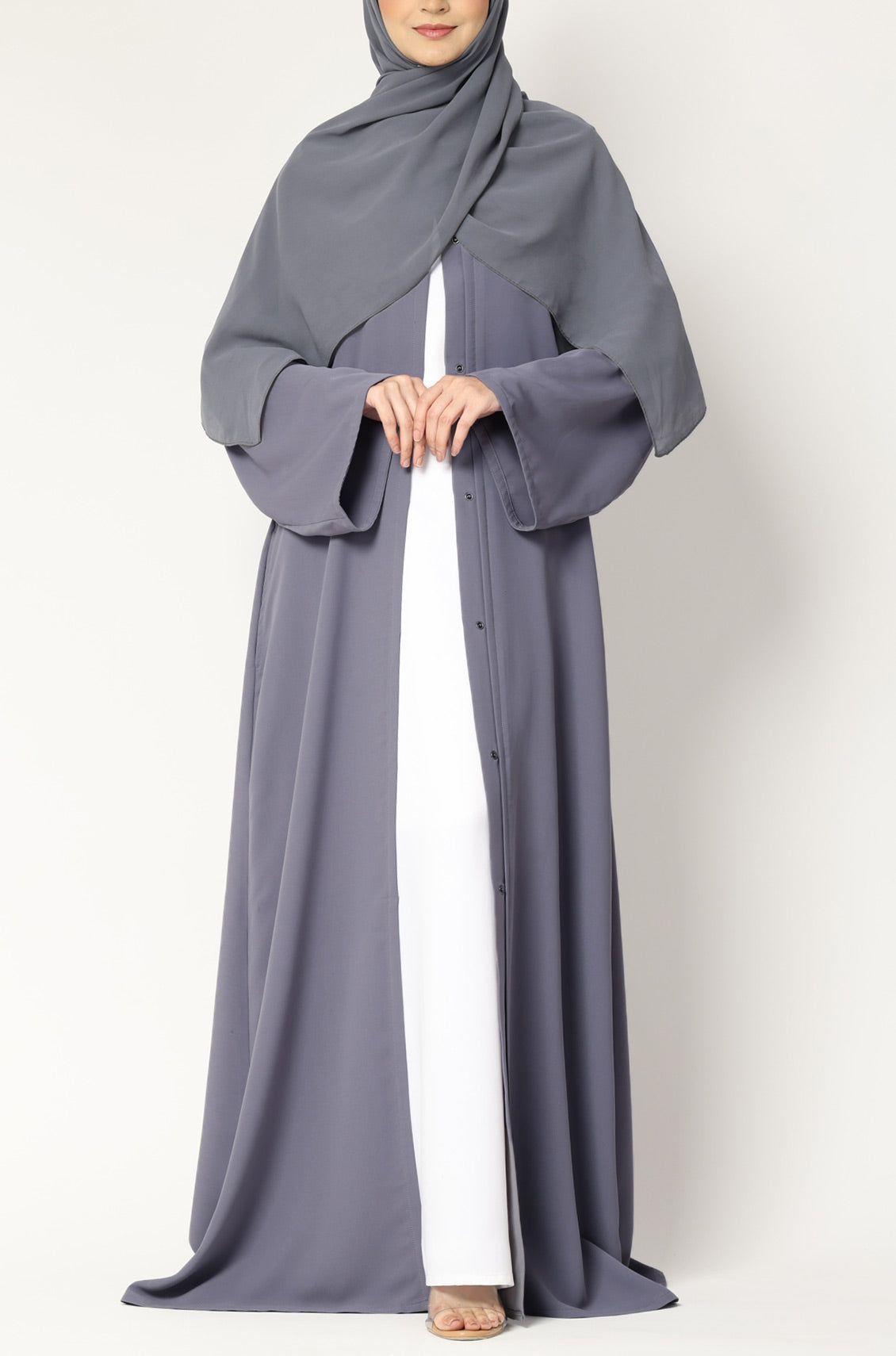 Simple Everyday Abaya - Front Open Cool Grey