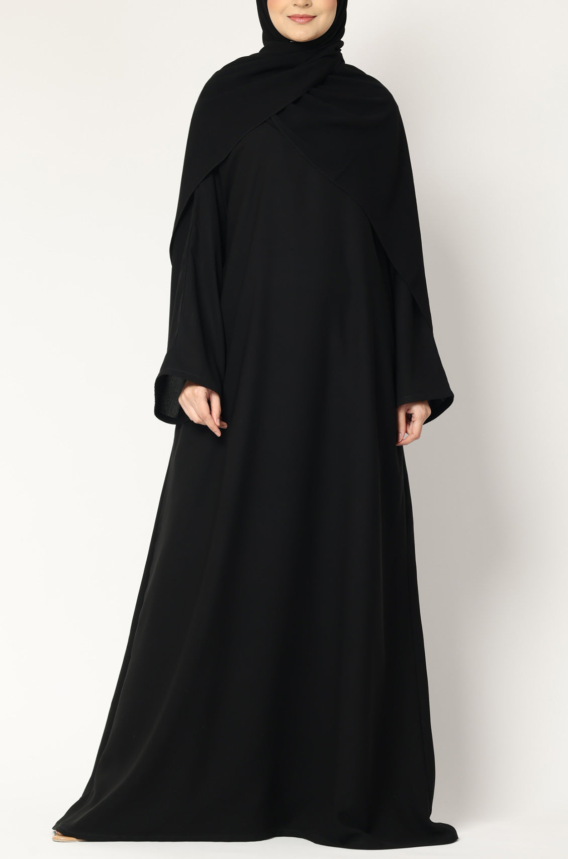 Simple Everyday Abaya - Front Closed Jet Black
