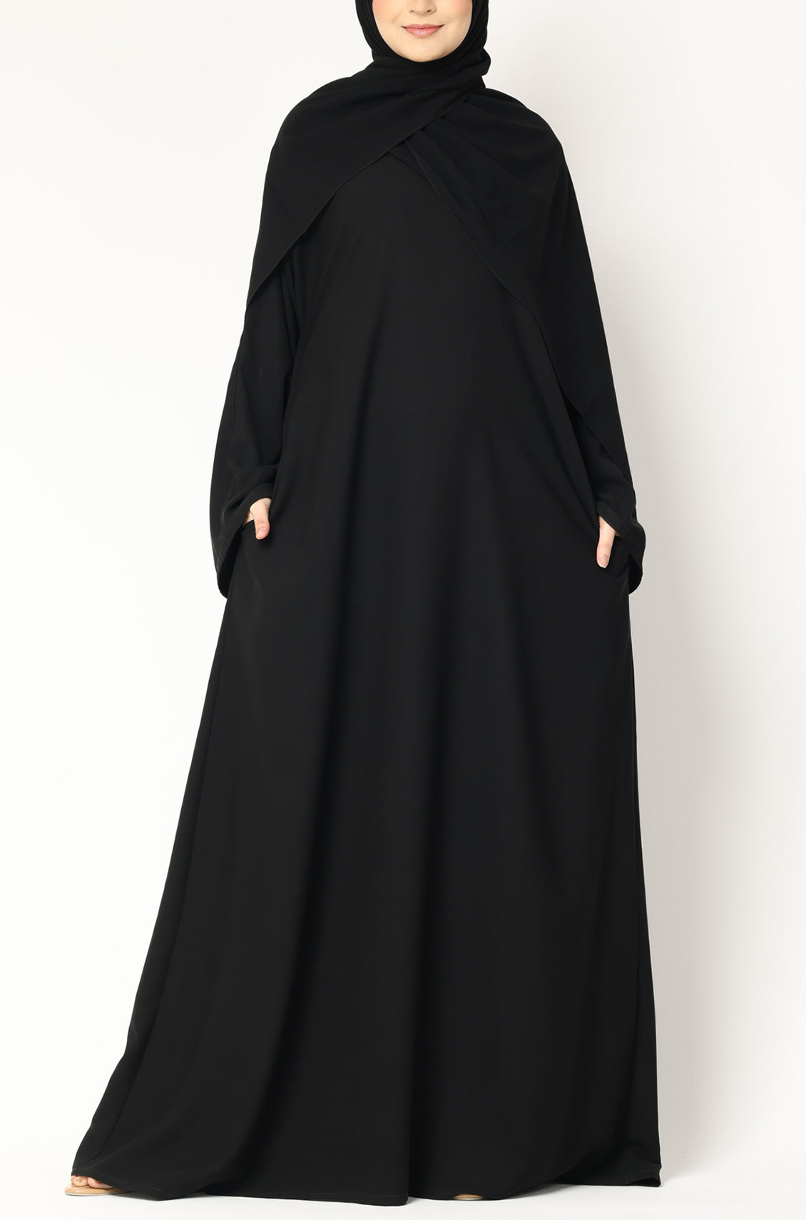 Simple Everyday Abaya - Front Closed Jet Black
