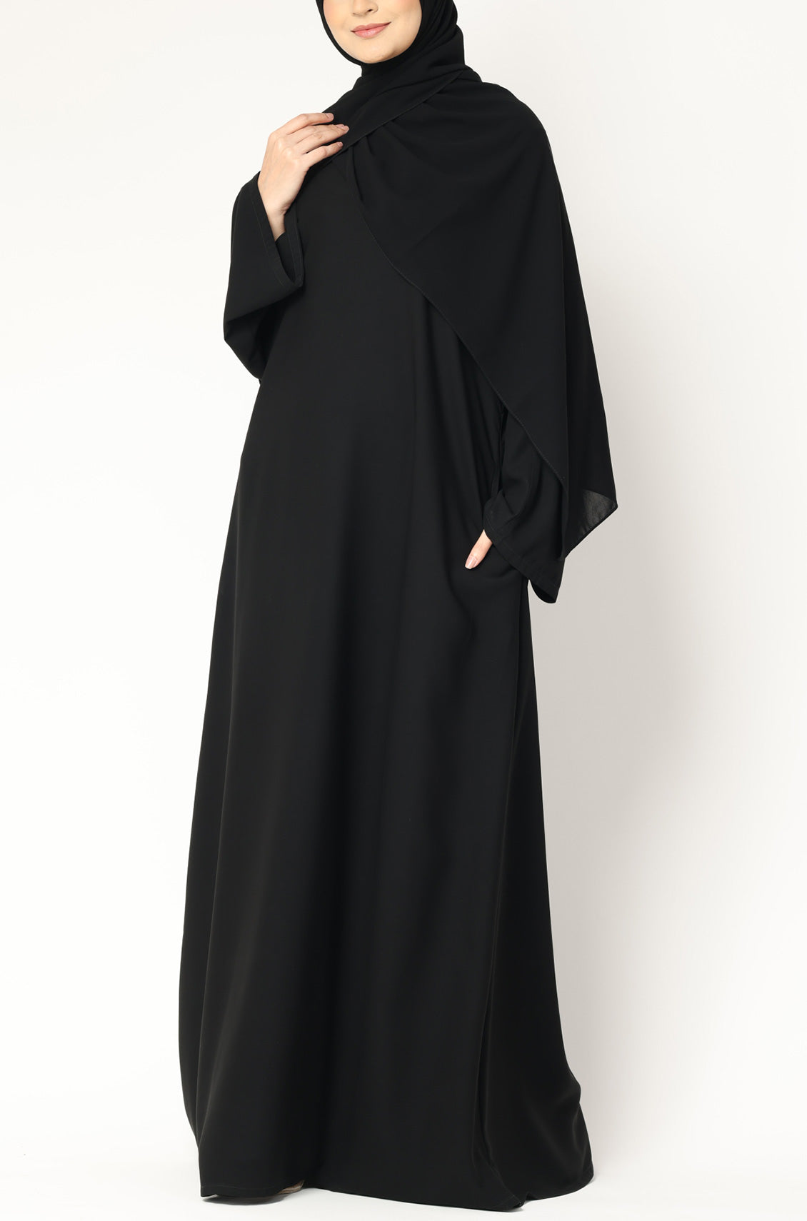 Simple Everyday Abaya - Front Closed Jet Black