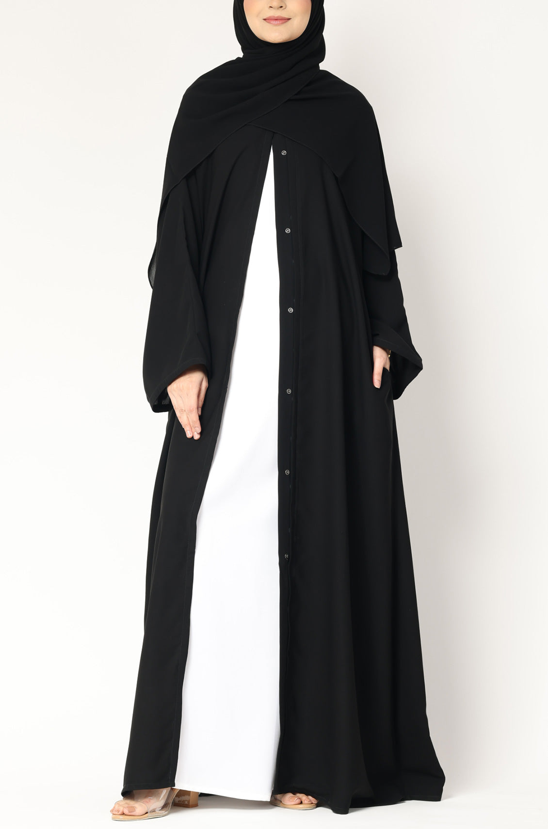 Simple Everyday Abaya - Front Open Jet Black