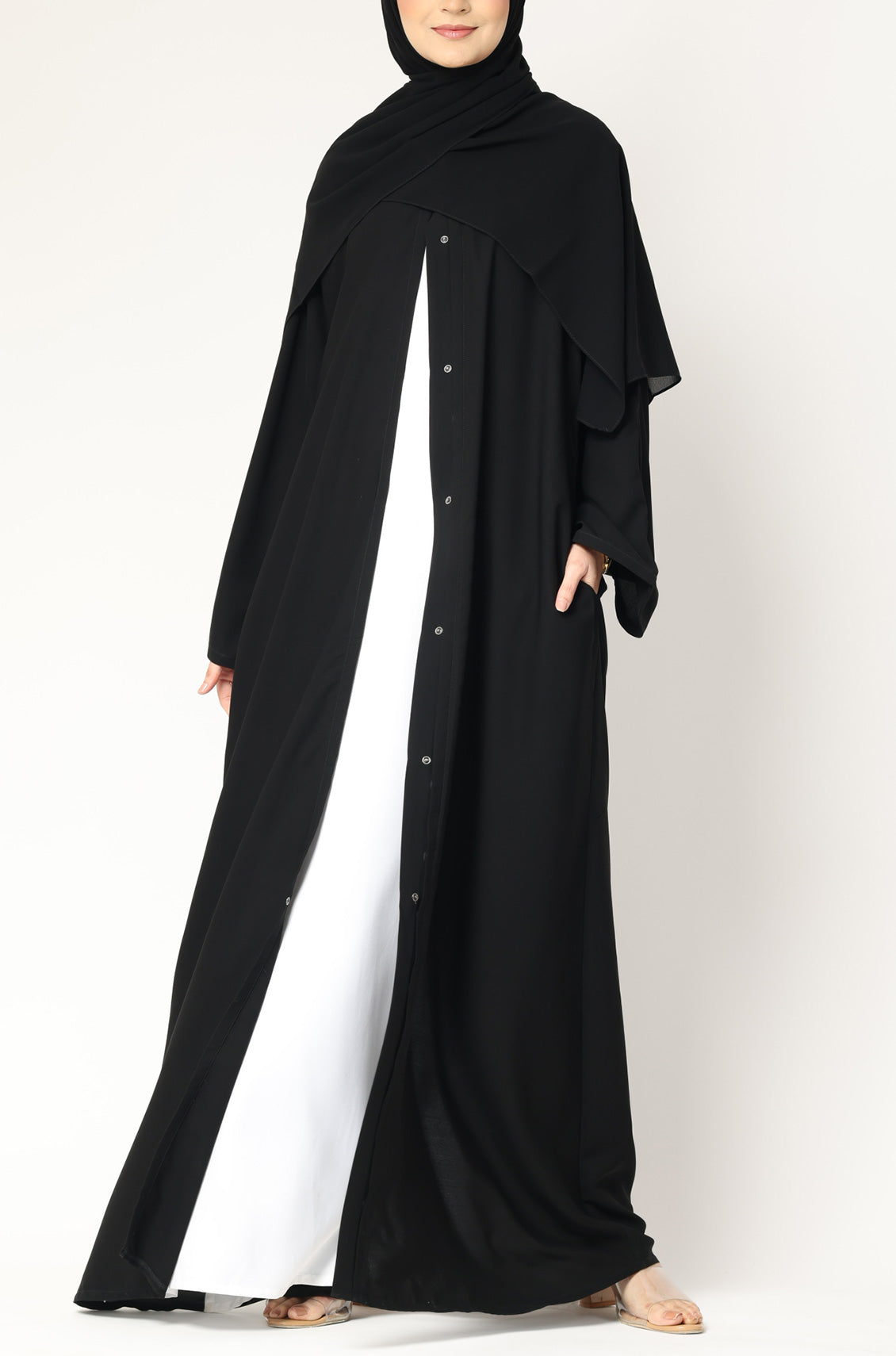 Simple Everyday Abaya - Front Open Jet Black