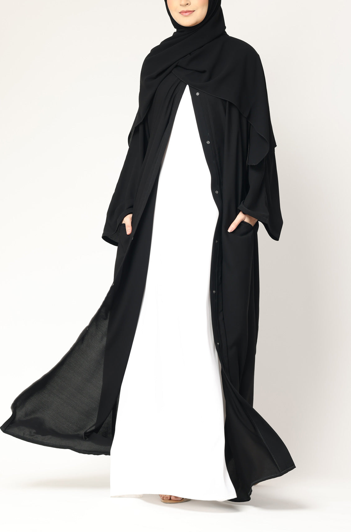 Simple Everyday Abaya - Front Open Jet Black