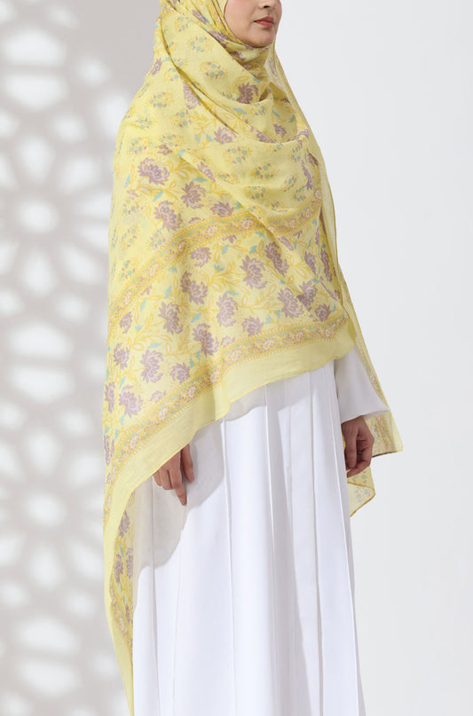 Saffron Bloom Cotton Namaz Dupatta