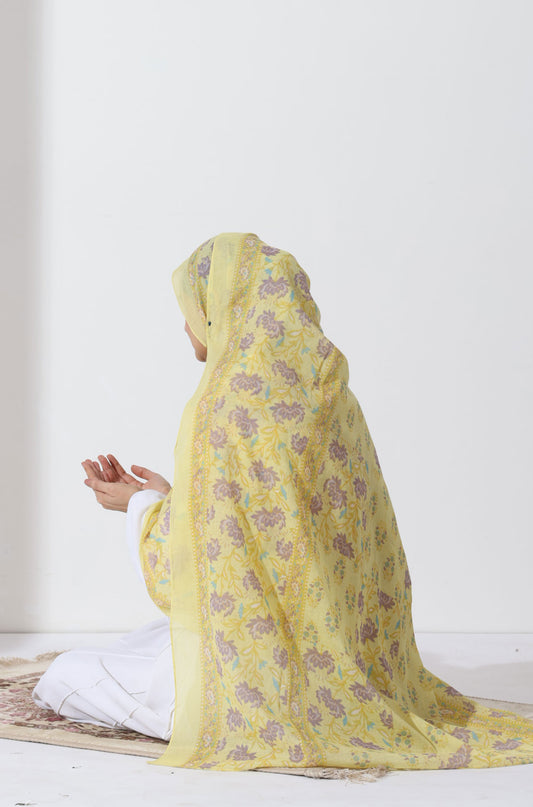 Saffron Bloom Cotton Namaz Dupatta
