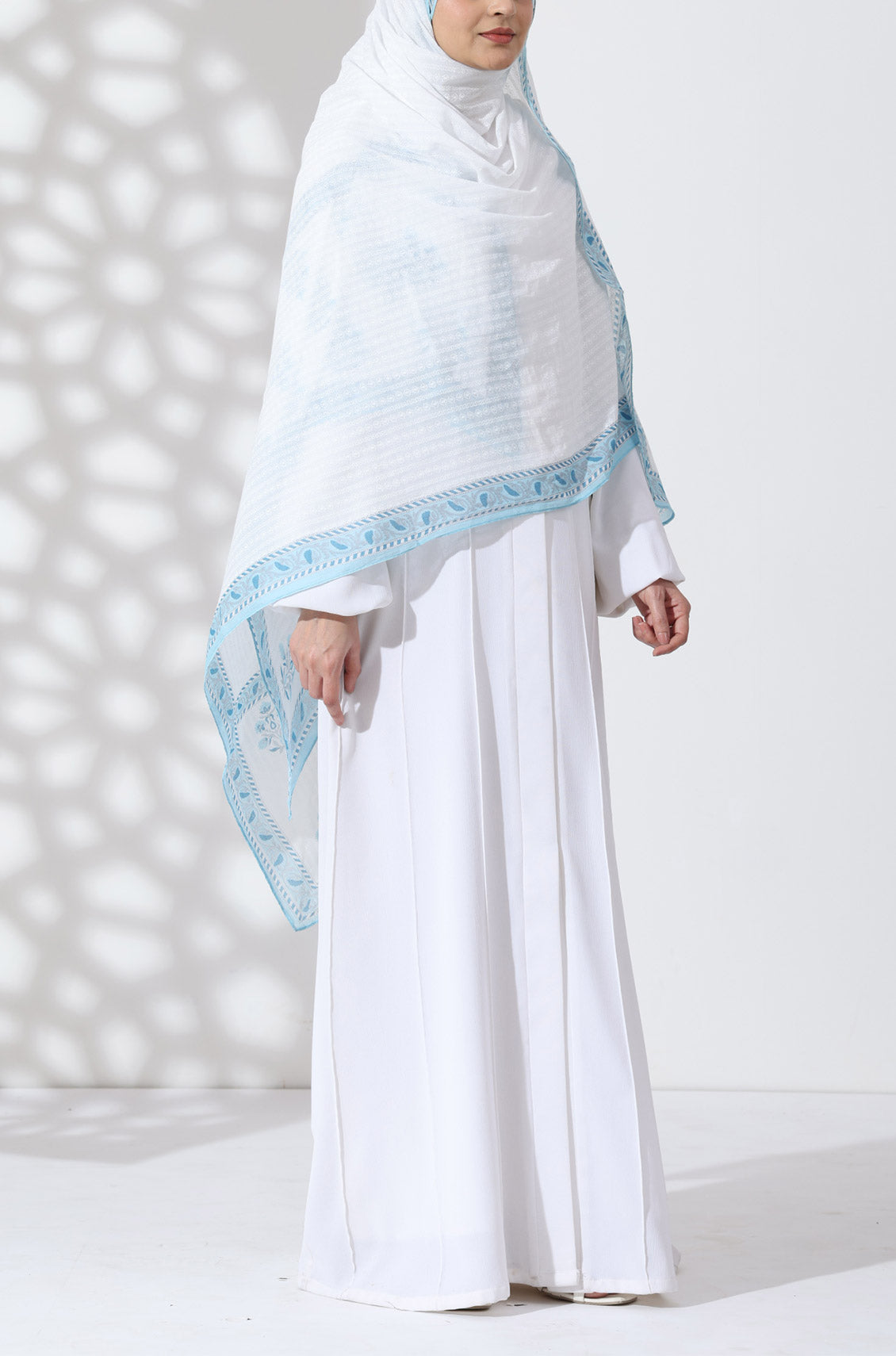 White Blossom Cotton Namaz Dupatta – OnlyModest