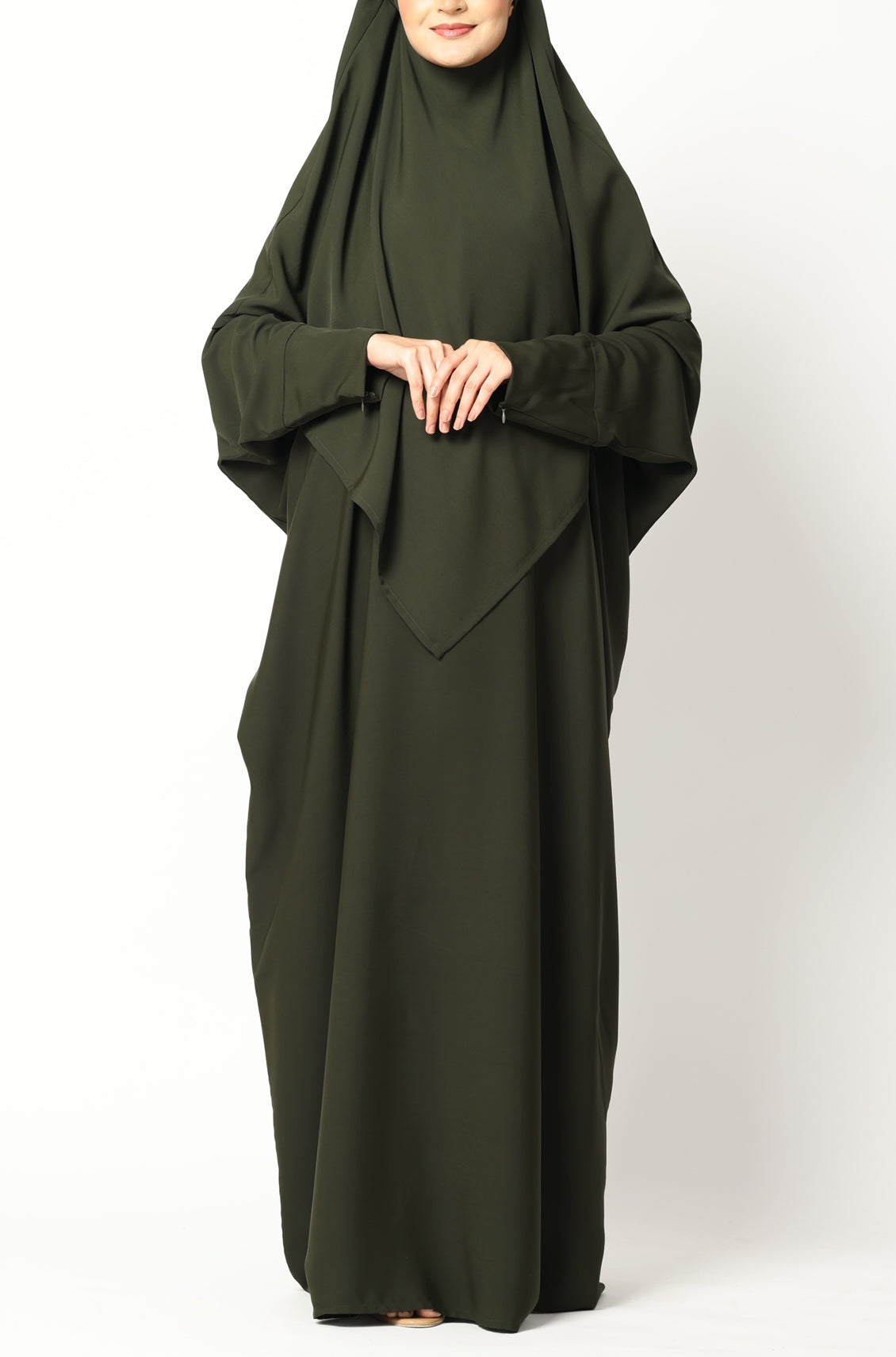 Simple Abaya Kaftan Style Olive Green