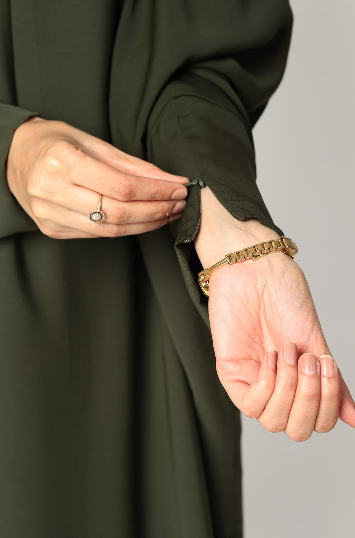 Simple Abaya Kaftan Style Olive Green