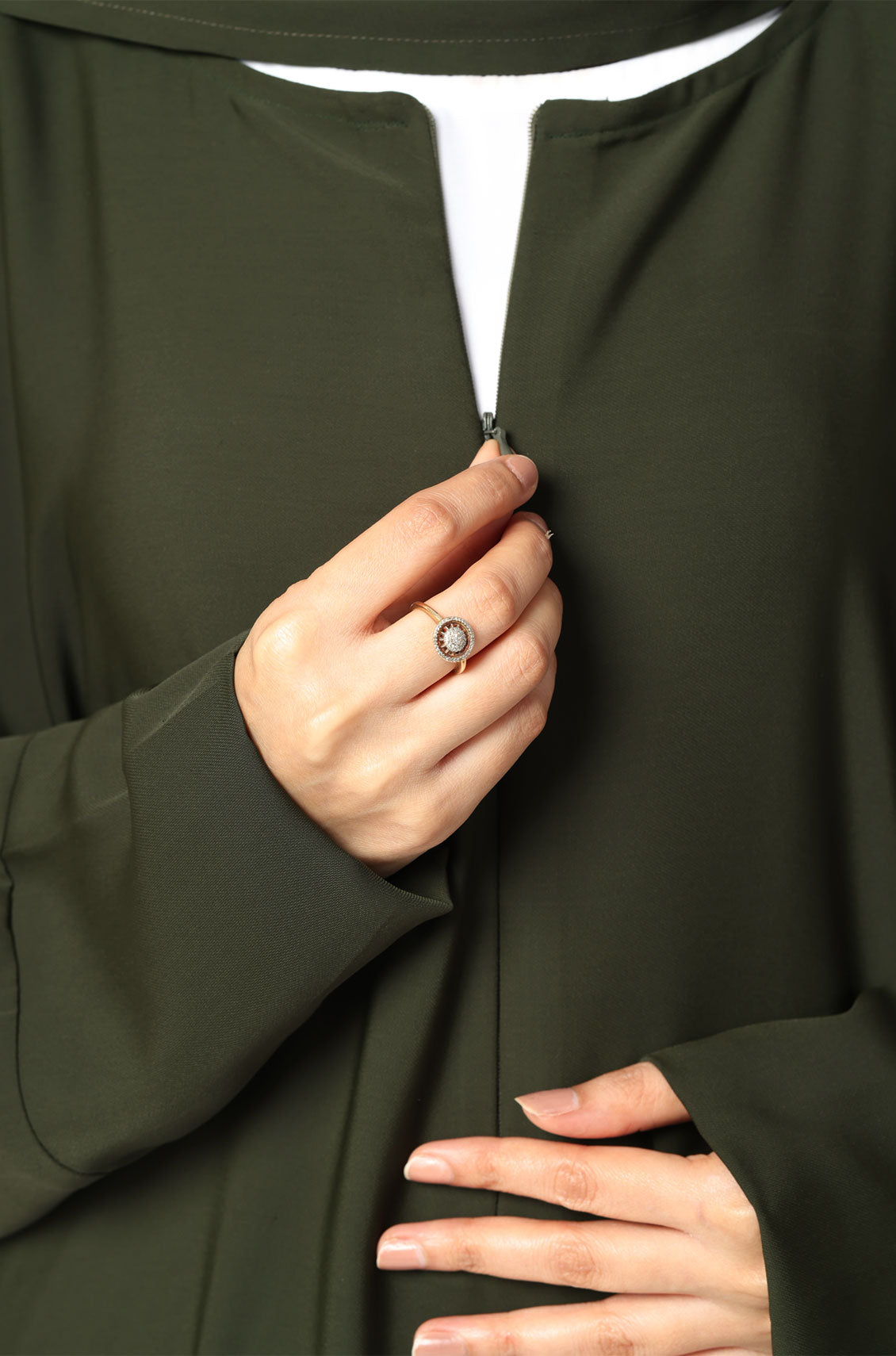 Simple Abaya Kaftan Style Olive Green