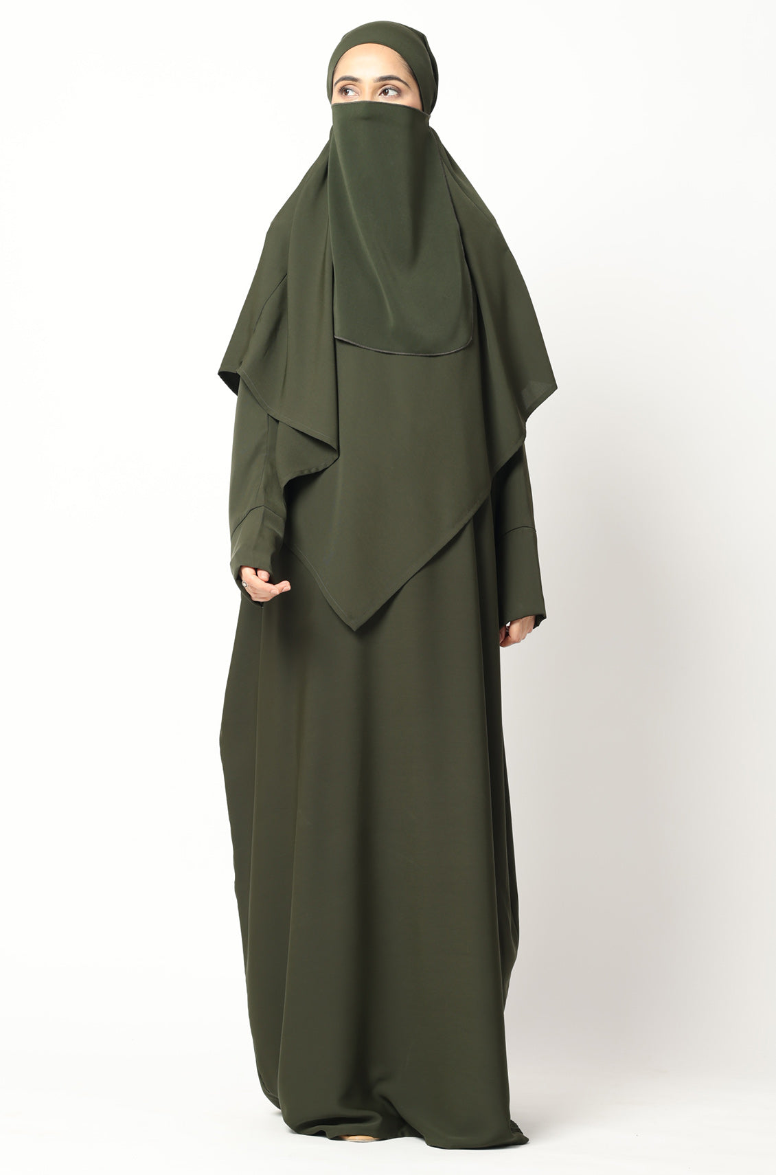 Simple Abaya Kaftan Style Olive Green
