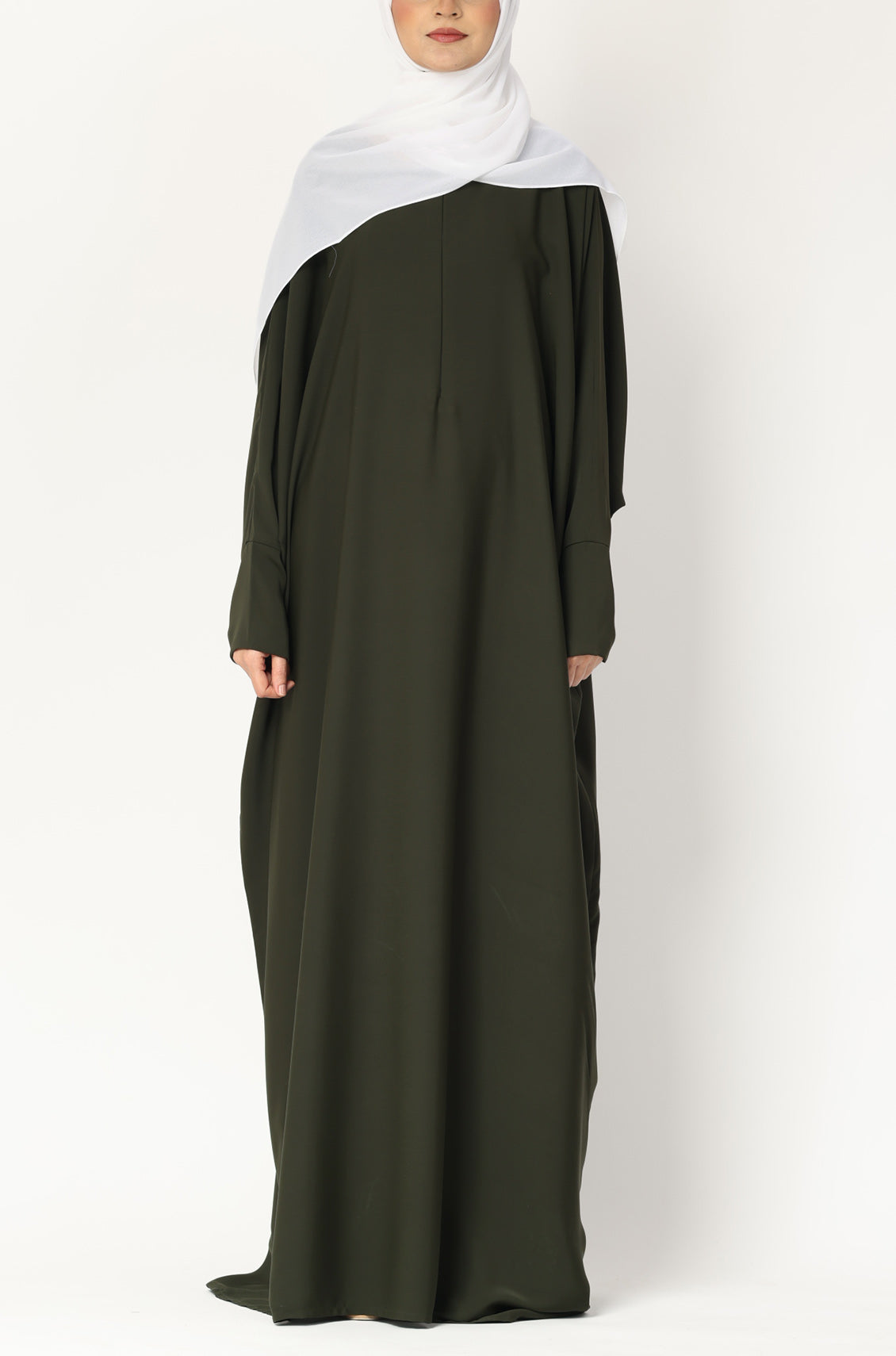 Simple Abaya Kaftan Style Olive Green