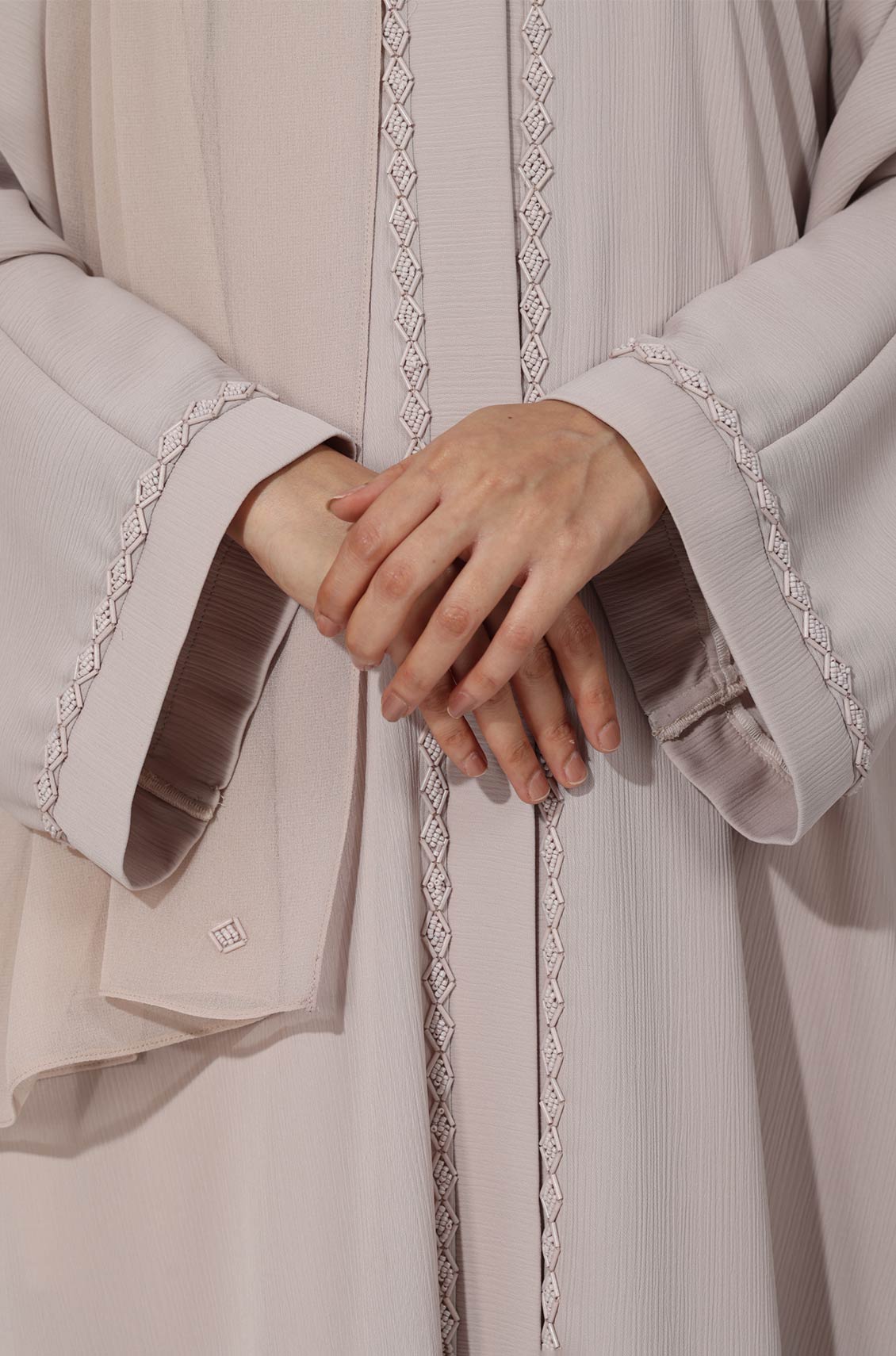 Diamond Pearl Abaya Dress Ivory Silver