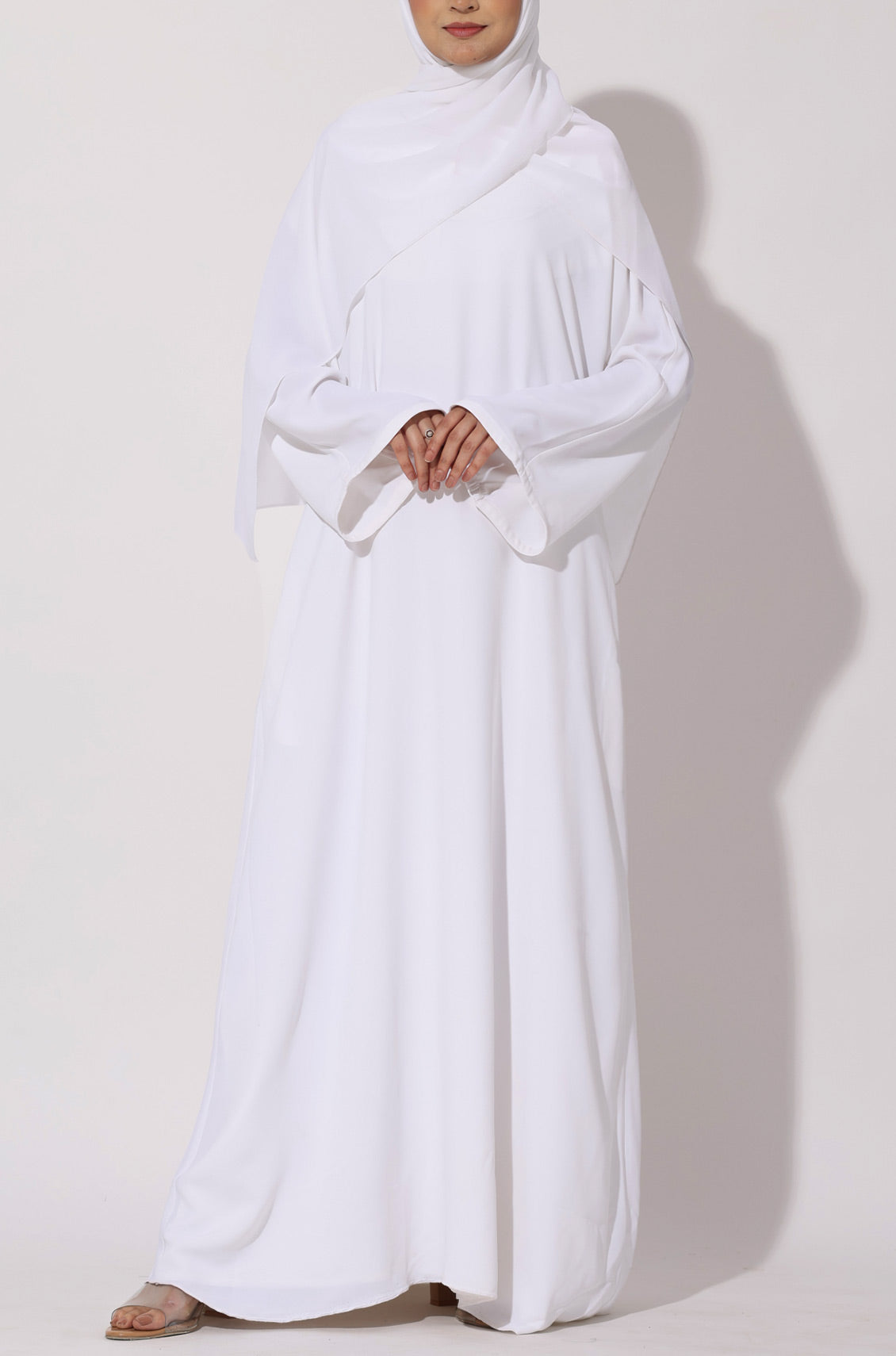 Simple Everyday Abaya - Front Closed Pearl White