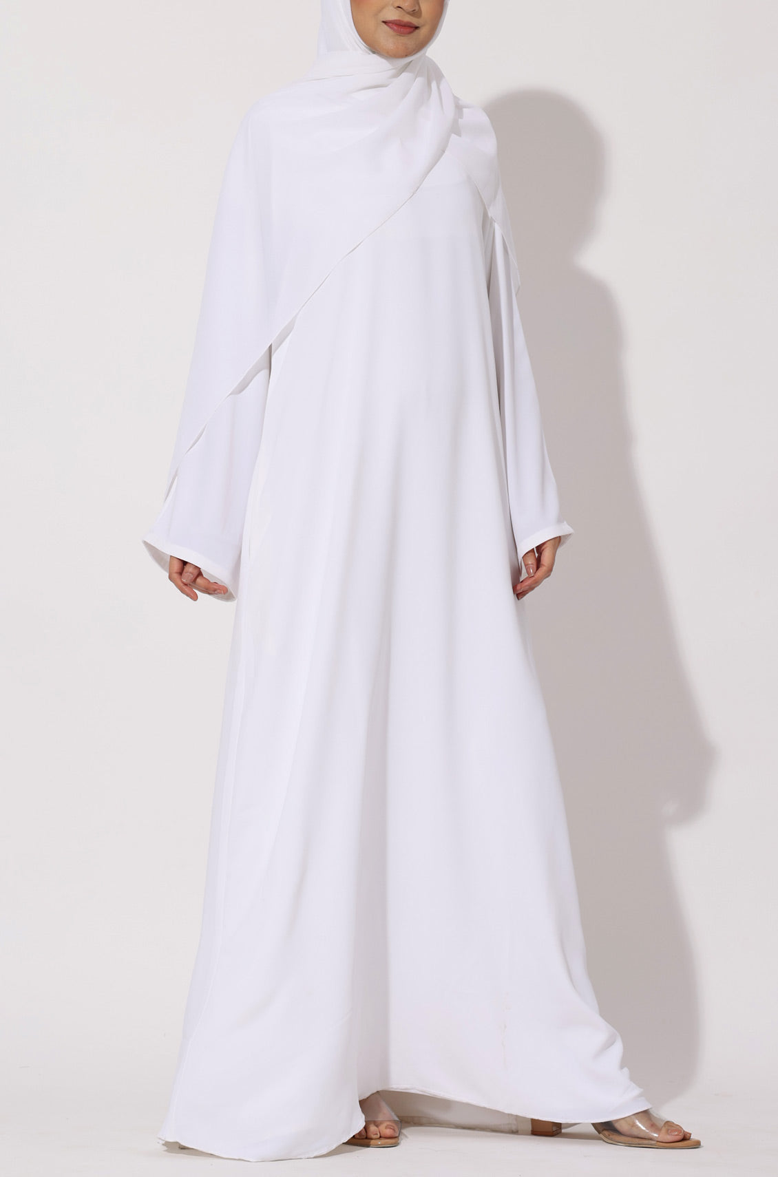 Simple Everyday Abaya - Front Closed Pearl White