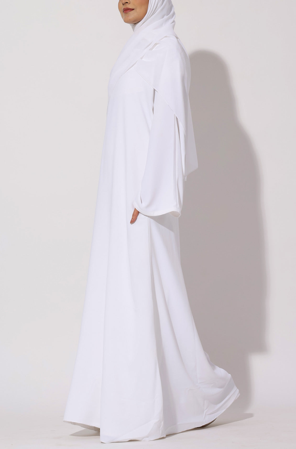 Simple Everyday Abaya - Front Closed Pearl White