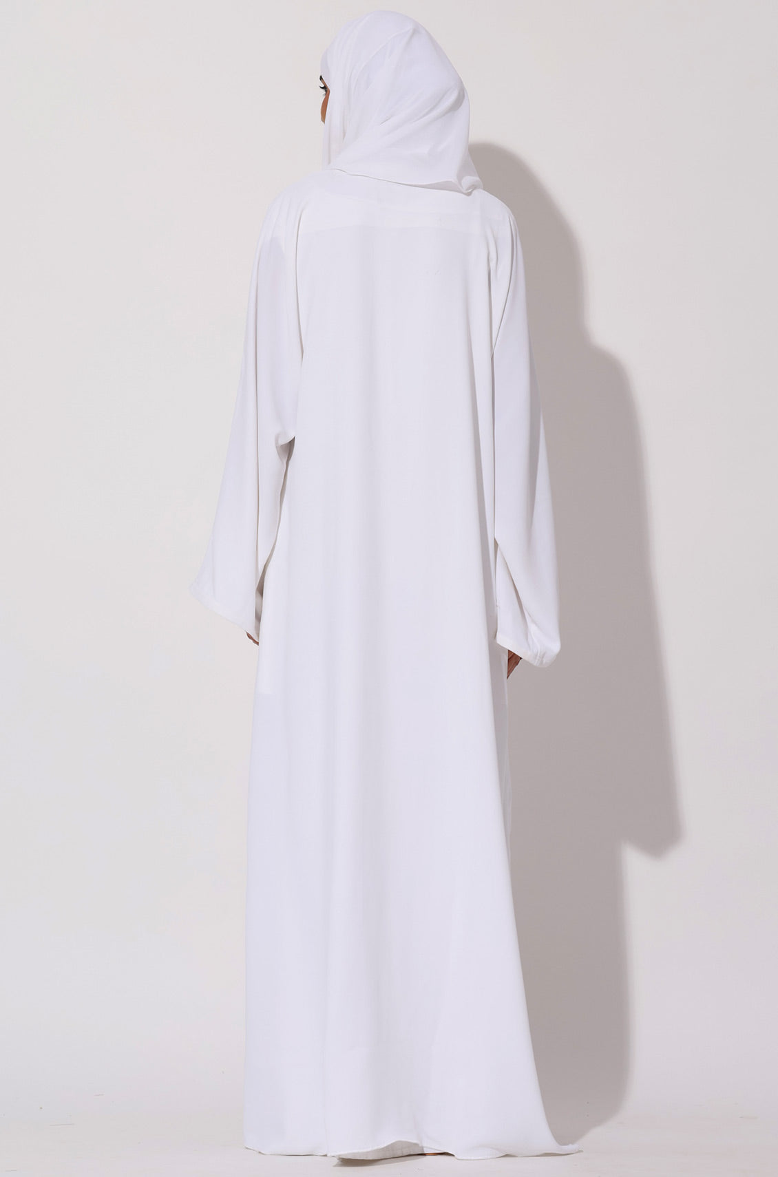 Simple Everyday Abaya - Front Open Pearl White