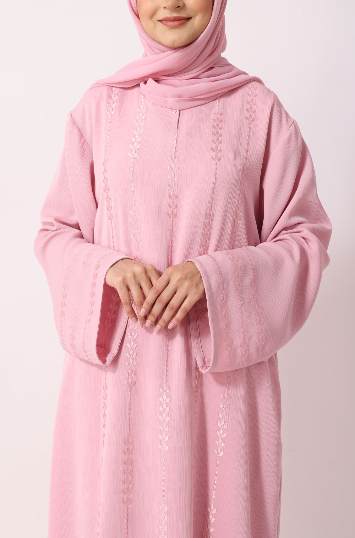 Luxury Floral Abaya Dress Blush Pink