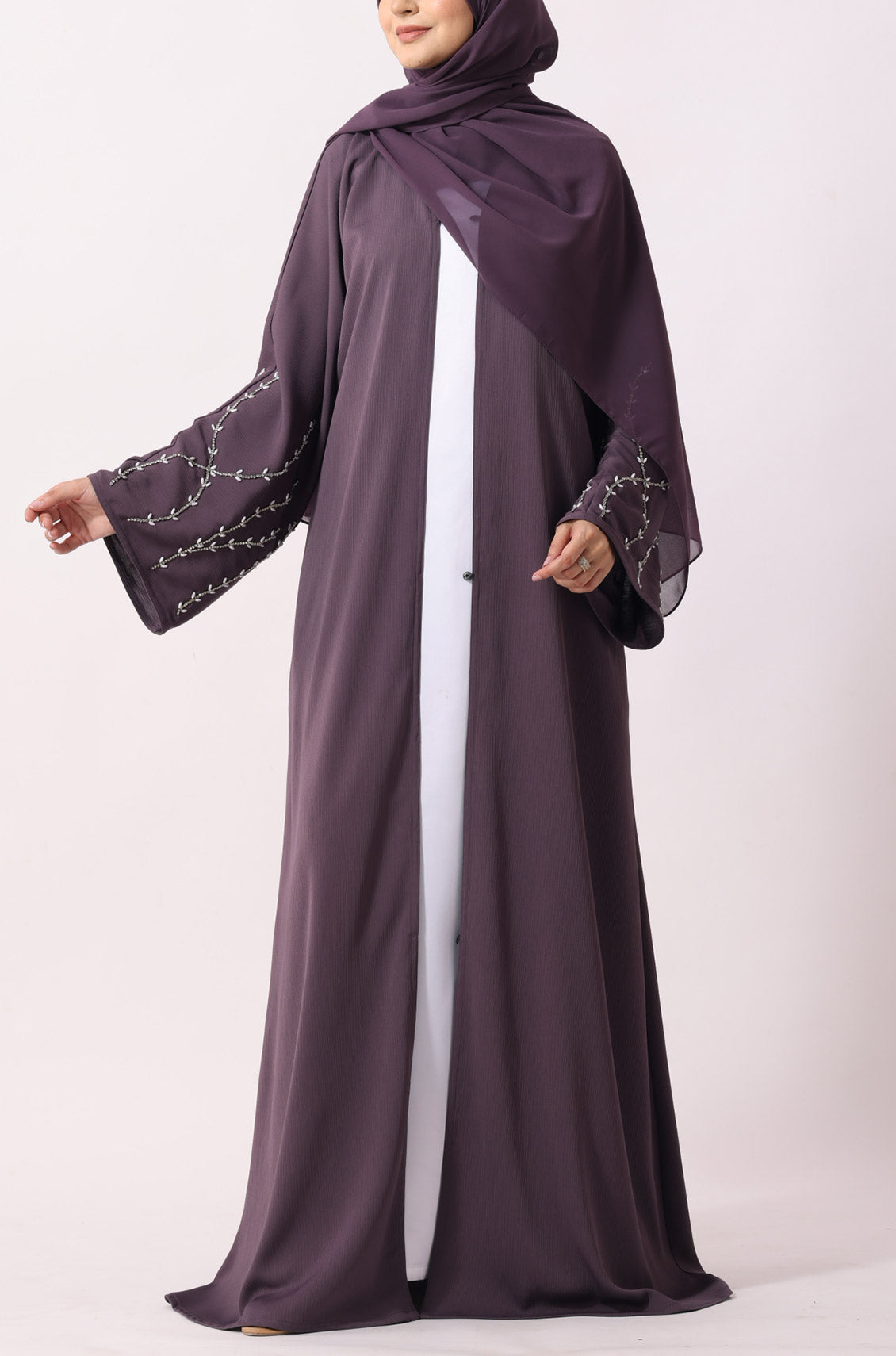 Luxury Jewel Abaya Dress Deep Lilac