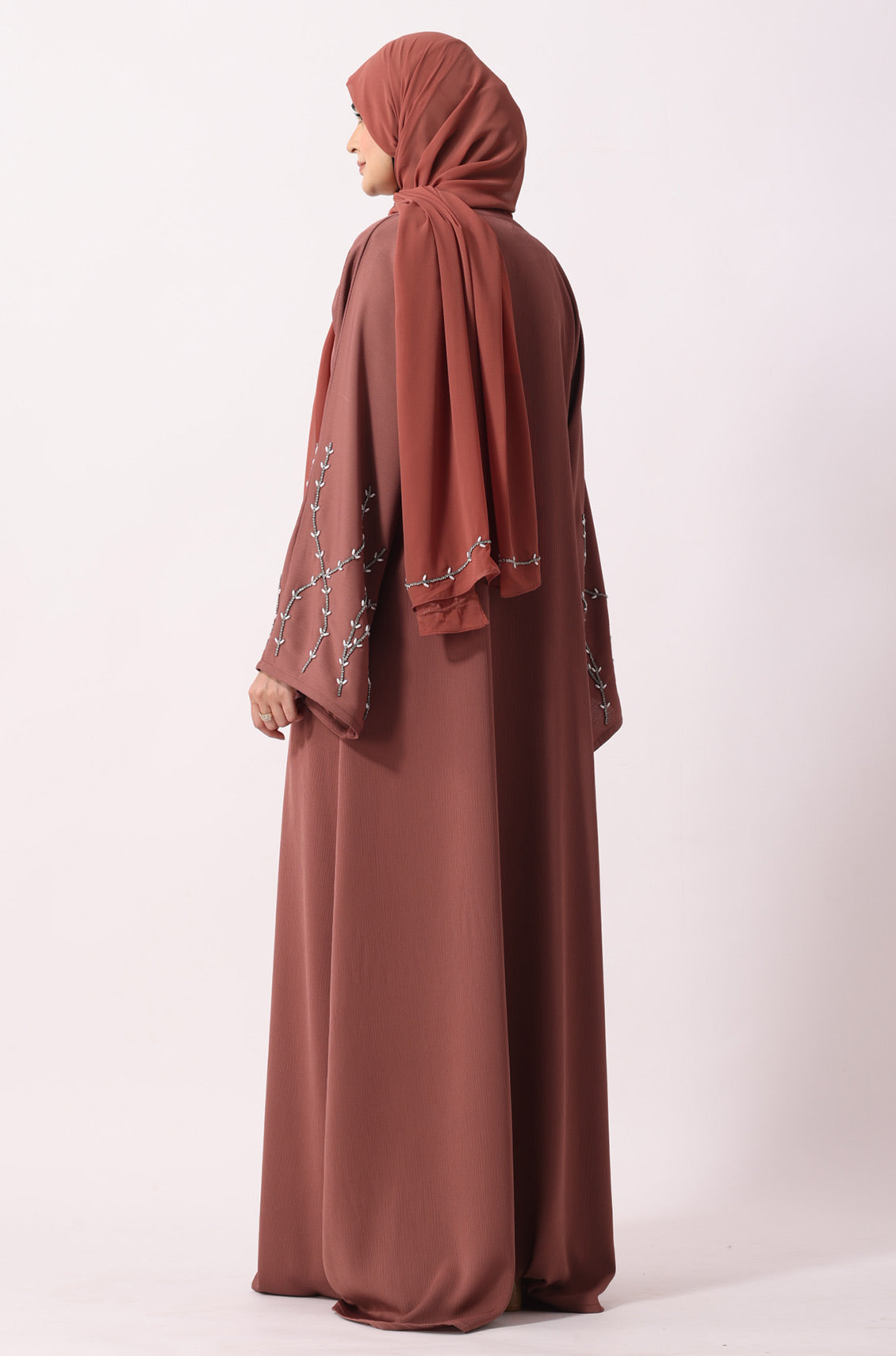 Luxury Jewel Abaya Dress Salmon