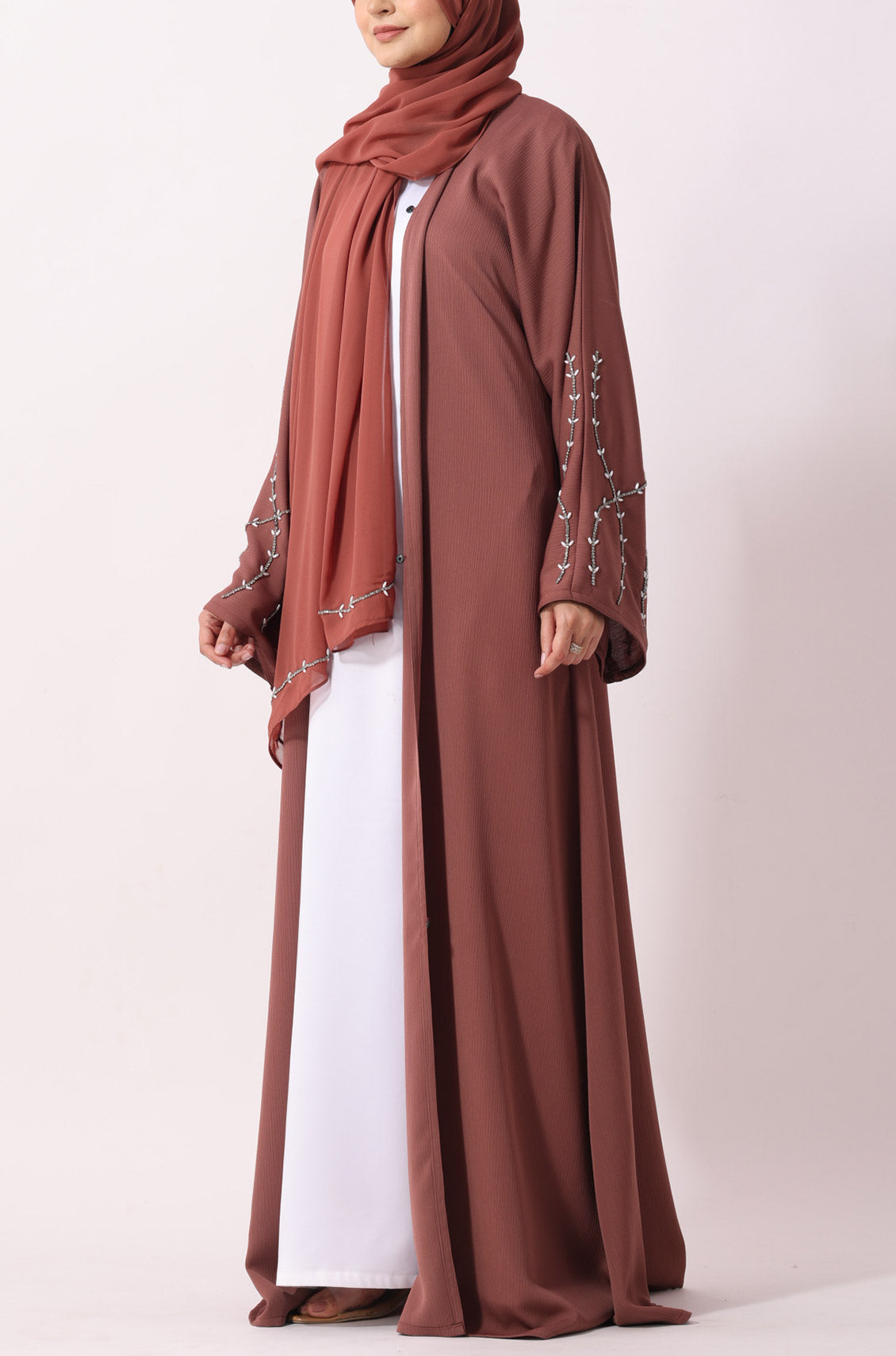 Luxury Jewel Abaya Dress Salmon