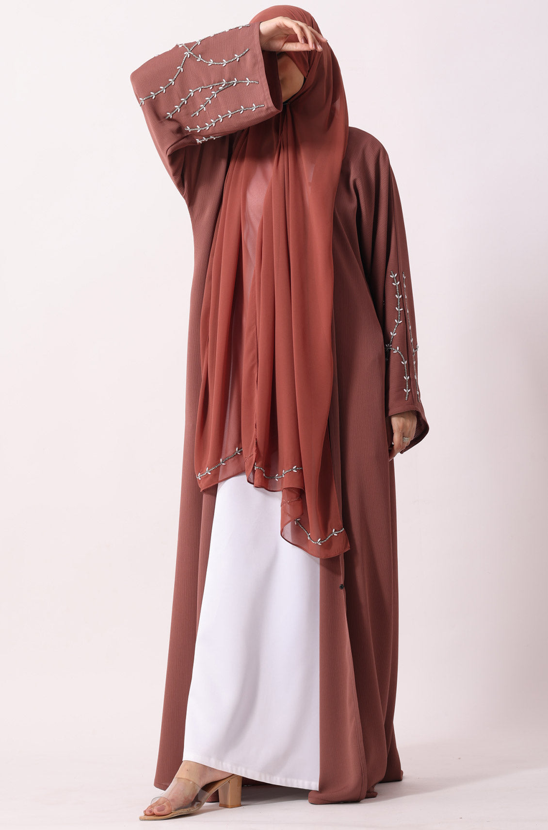 Luxury Jewel Abaya Dress Salmon