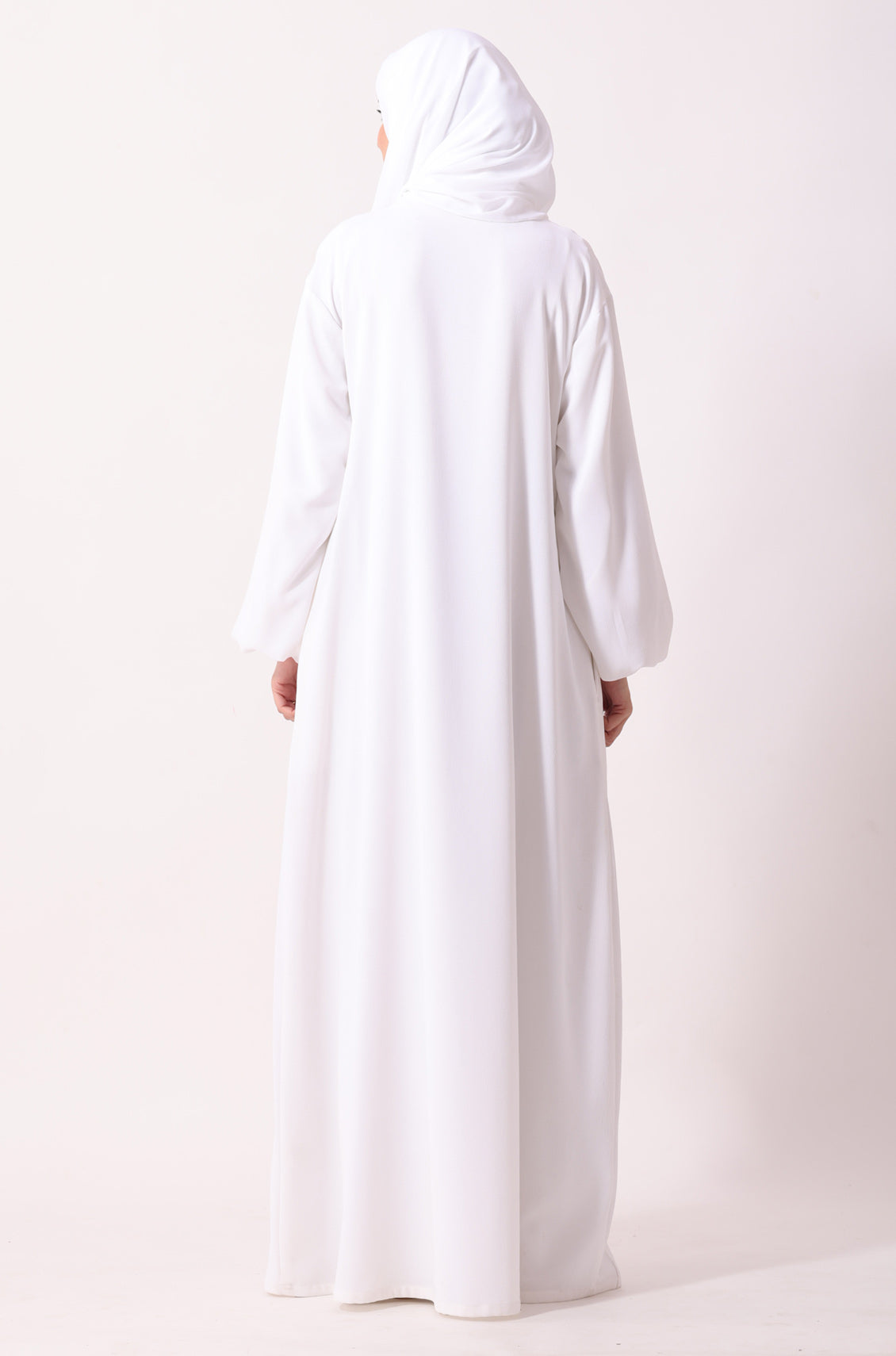 Simple Pleated Abaya White