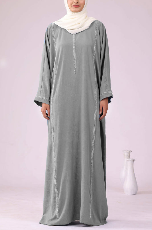 Pearl Kaftan Abaya Dress Ice Grey