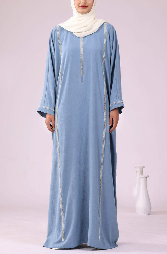 Pearl Kaftan Abaya Dress Powder Blue