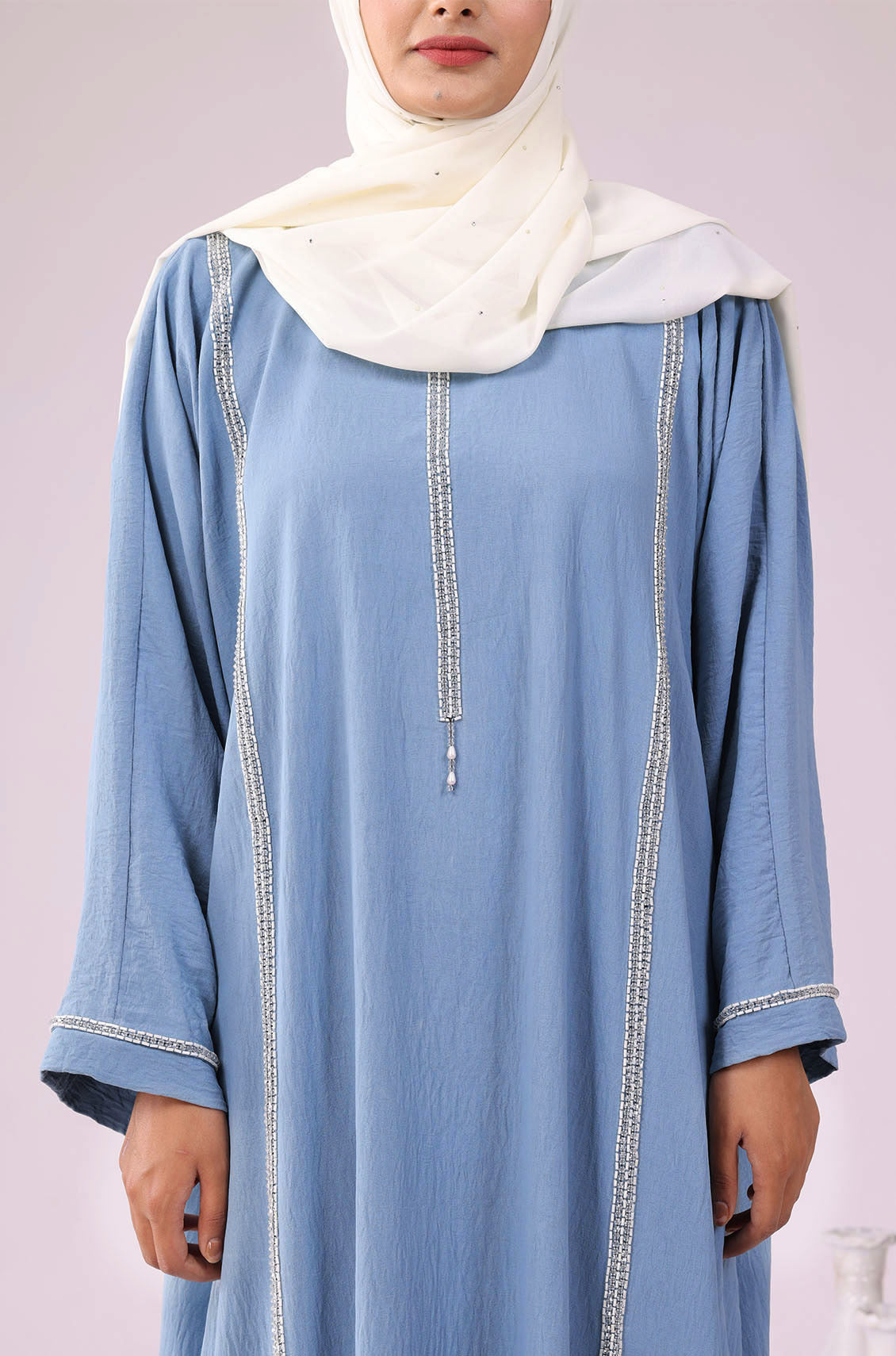 Pearl Kaftan Abaya Dress Powder Blue