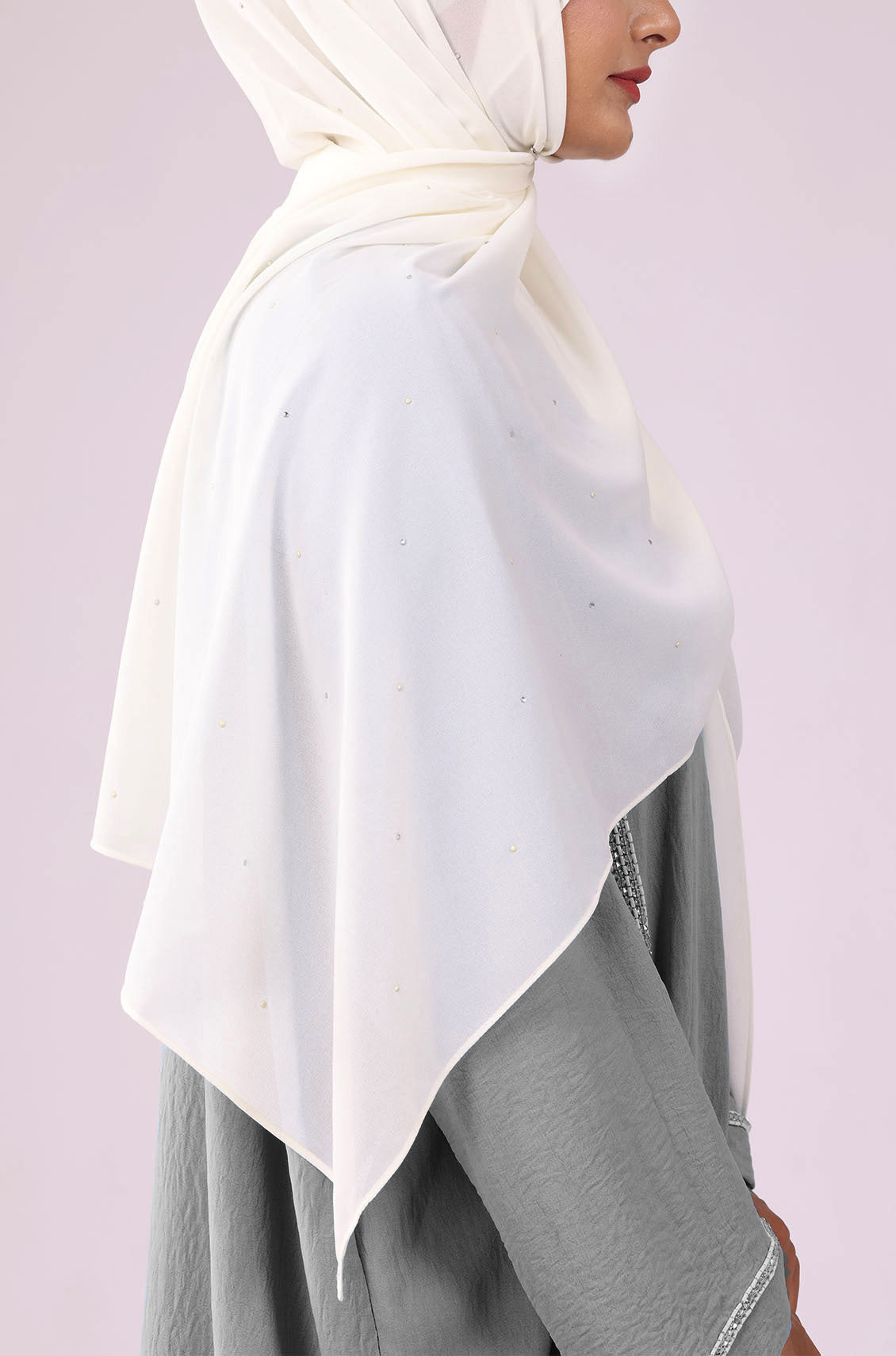Pearl Kaftan Abaya Dress Ice Grey