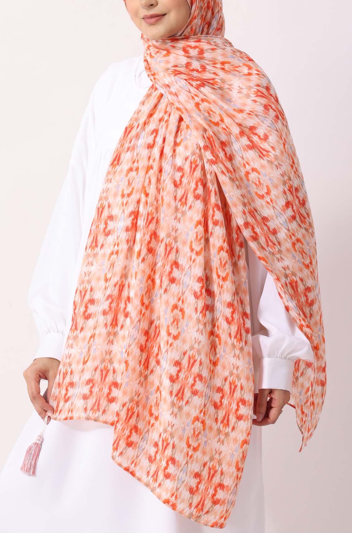 Orange Ikat Print Modal Hijab