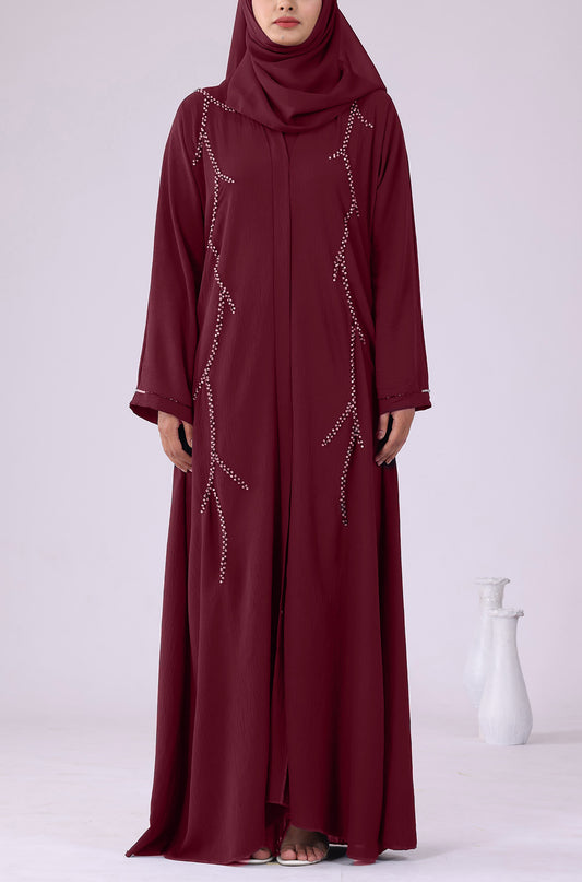 Pearl Abaya Dress Maroon