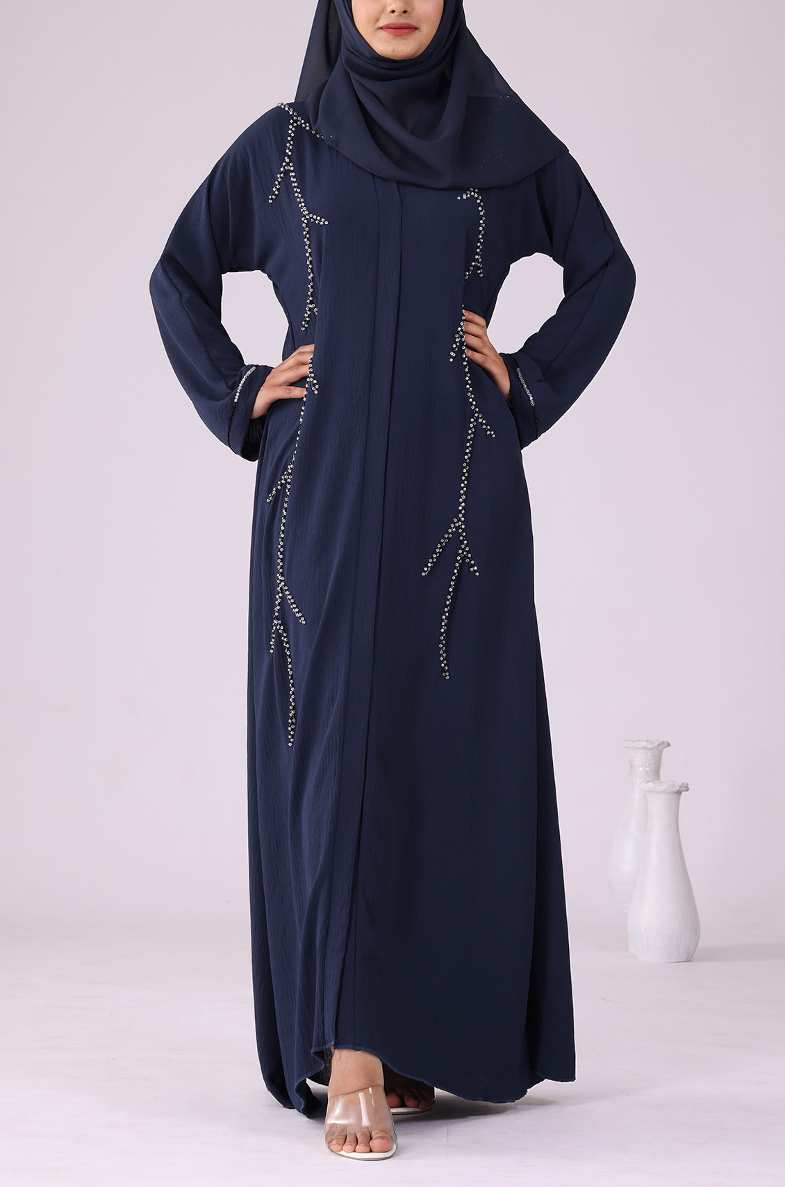 Pearl Abaya Dress Navy Blue