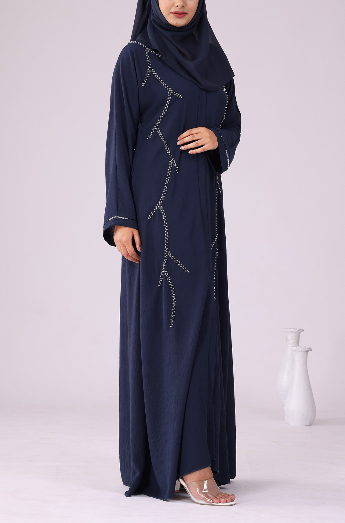 Pearl Abaya Dress Navy Blue