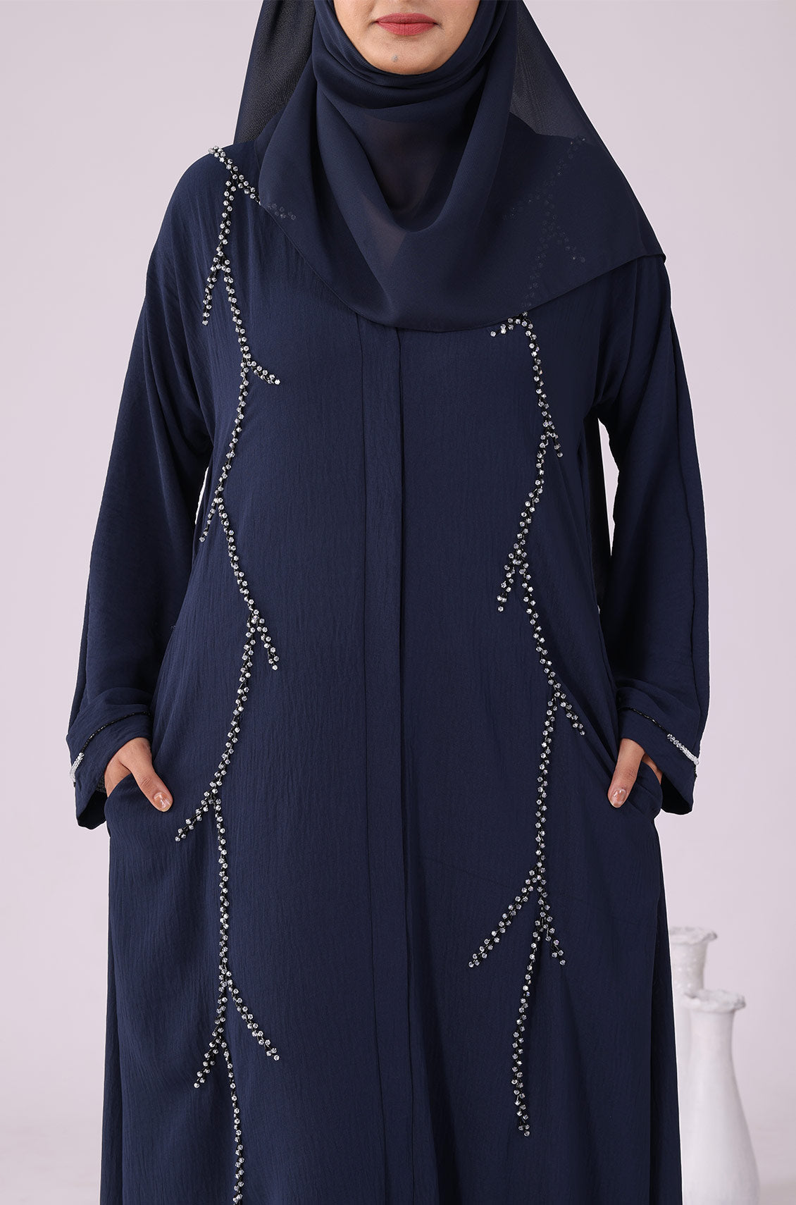 Pearl Abaya Dress Navy Blue
